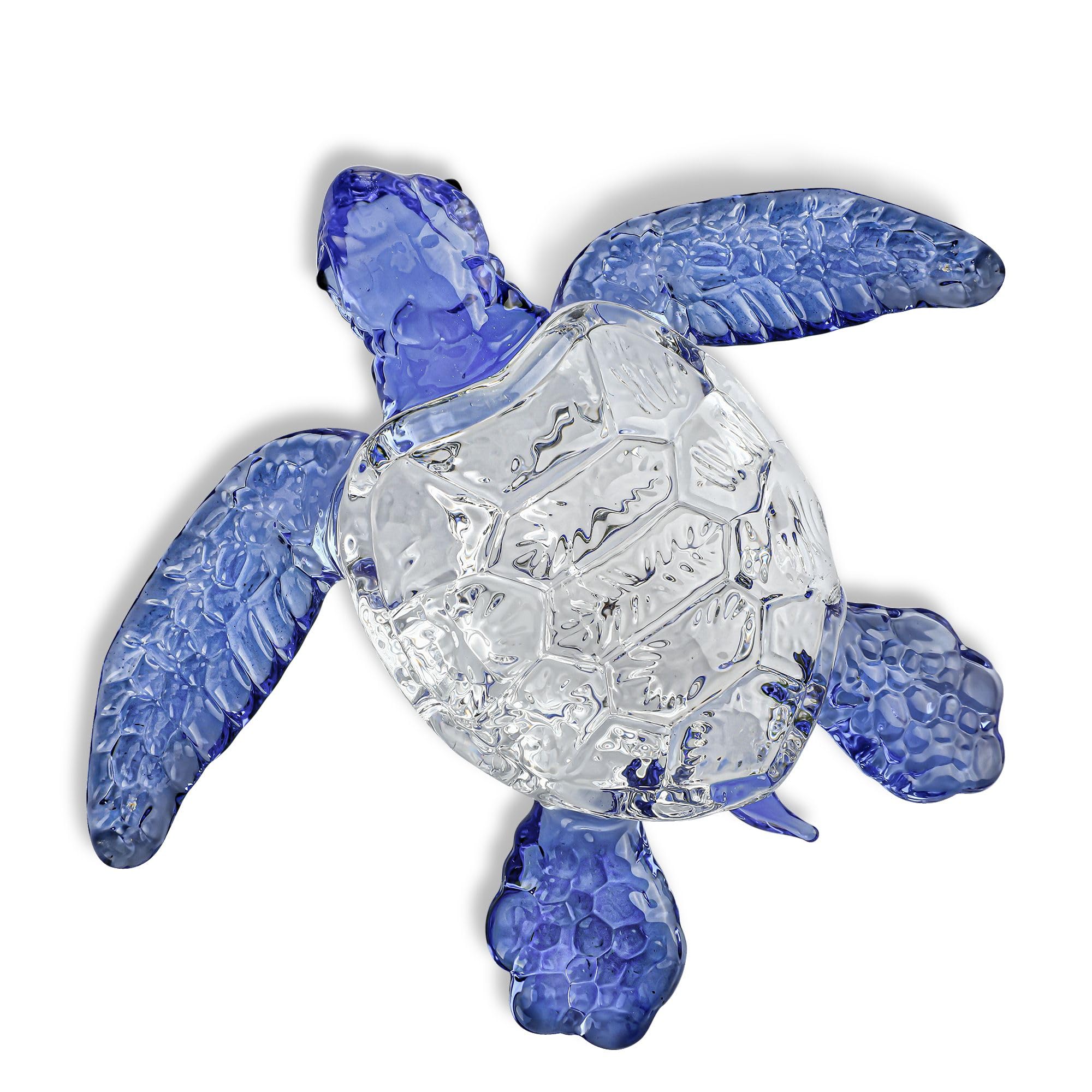 Dytartzx Blue 5'' Crystal Turtle Figurines，Colorful Sea Turtles Statue，Blown Art Crystal Animals Sculpture Home Decor (Blue)