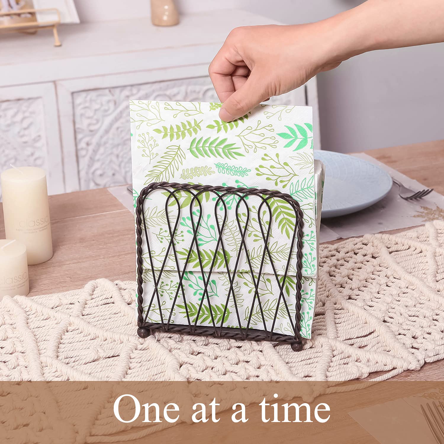 NIKKY HOME Distributeur de serviettes en métal entrelacé vintage - Noir