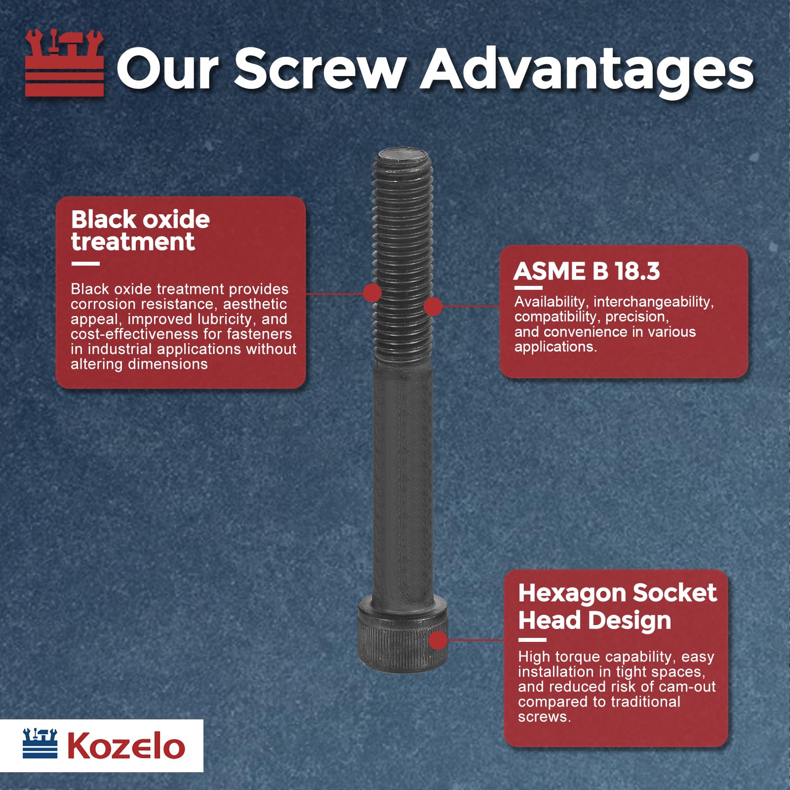 Kozelo 100pcs Socket Head Cap Screws - Image 3