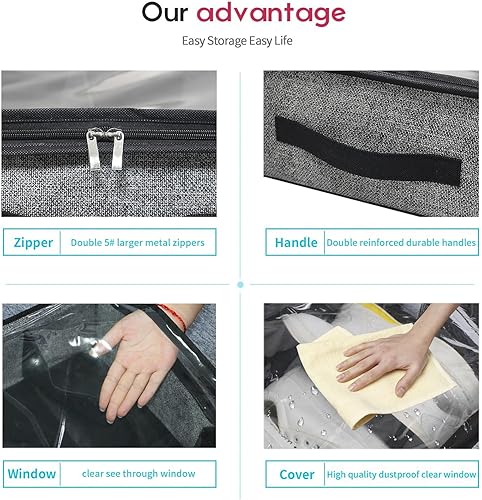 Miniatura 4 de Onlyeasy MXAUBS16P1 - Organizador de almacenamiento de zapatos para debajo de la cama para 8 a 16 pares, bolsas plegables para zapatos debajo de la