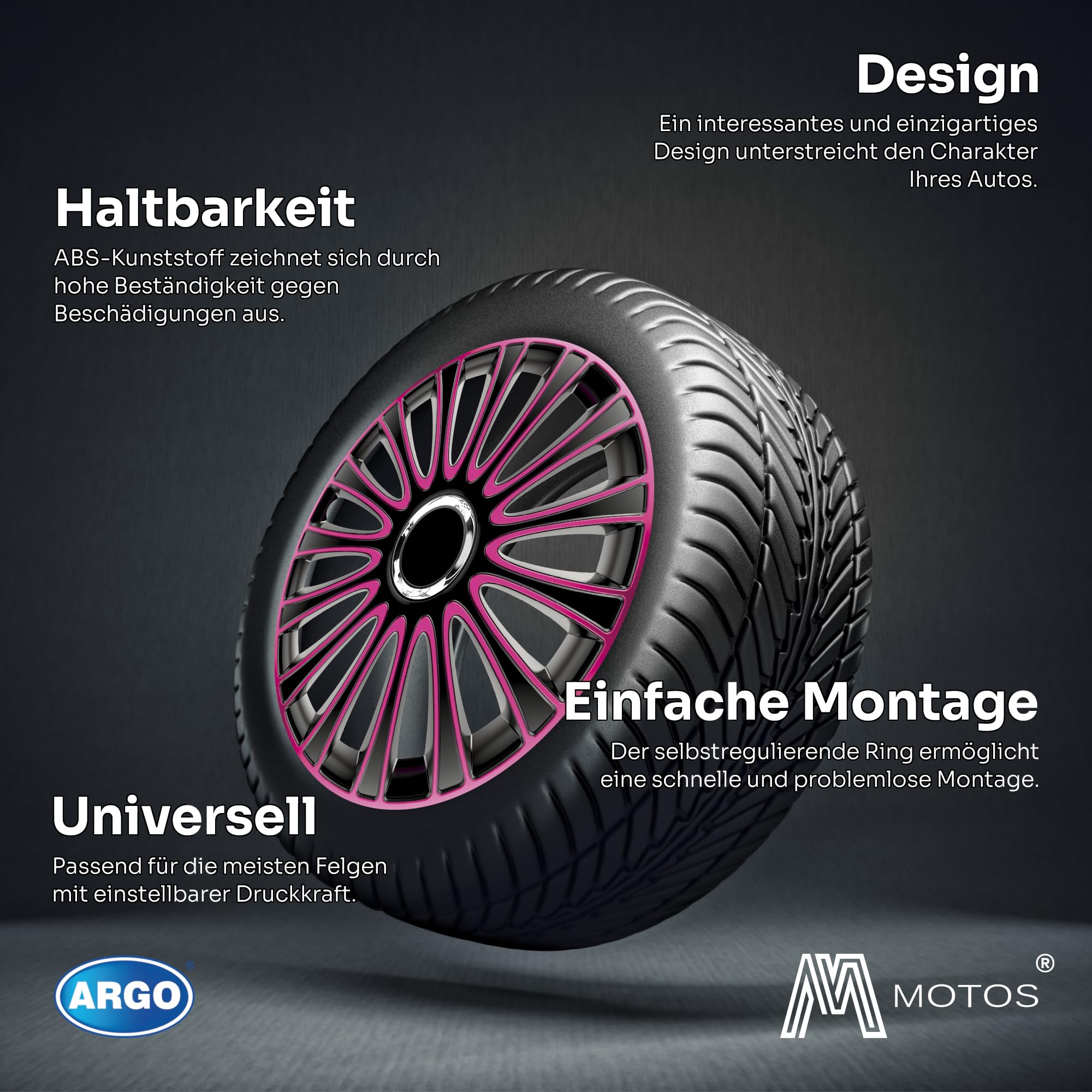 Copricerchi M MOTOS Da 16 Pollici - Set Di 4 Pezzi Antifessurazione, Super Leggeri E Facili Da Montare Senza Attrezzi! - Foto 3