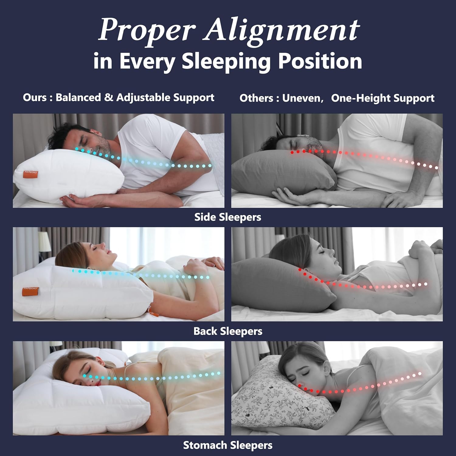 Cooling Adjustable Pillow for Side Sleepers, Luxury Standard Size Bed Pillow with Best Customizable Height, Hotel Collection Soft Firm Support for Back, Stomach or Side Sleepers-Home Gifts
