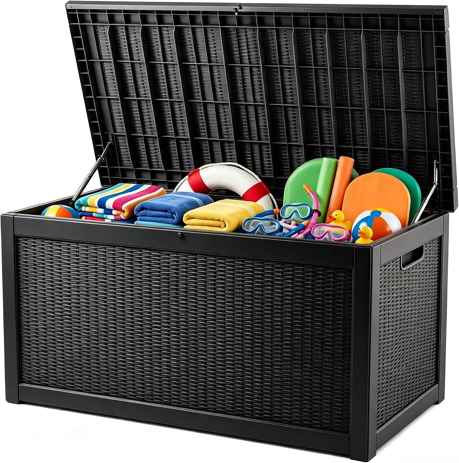 MAKINO 318 Gallon Large Resin Outdoor Storage Box, Waterproof Deck Box, Lockable Deck Container with Reinforced Support, Outdoor Chest for Patio Accessories, Outdoor Cushions, Garden Tools, Black