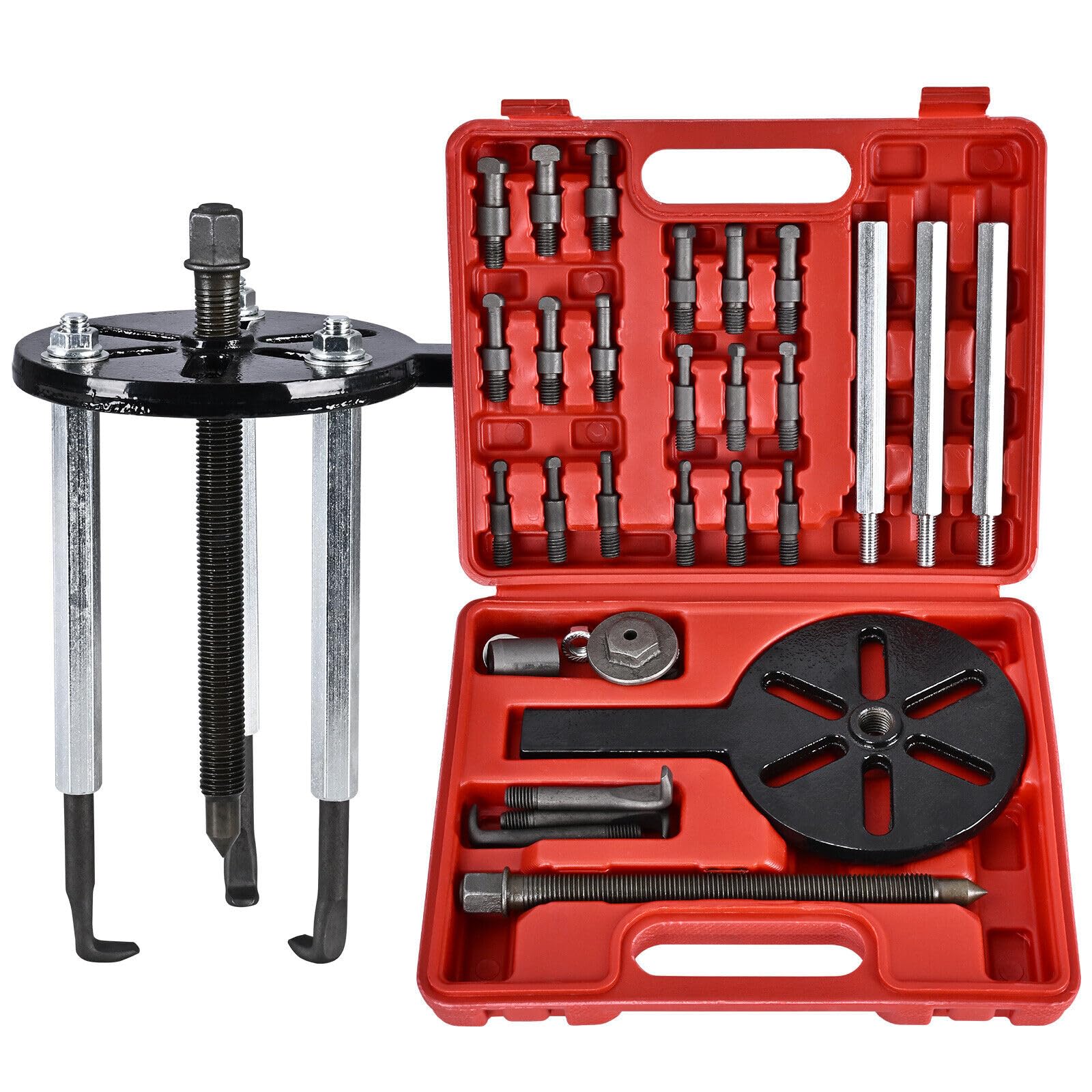 Bearing Puller Kit, Inner Hole 3-Jaw Puller with Curved Hook and Steel Collet Multi-Function Bearing Removal Tool