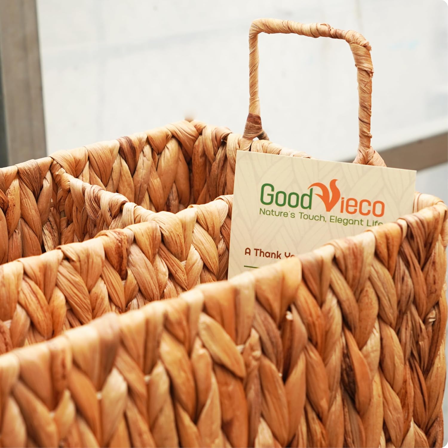 Wicker Utensil Holder with Handle - Handwoven Water Hyacinth Flatware Caddy with 4 Compartments - Rustic Cutlery Organizer for Kitchen, Dining Table, Picnic & BBQ