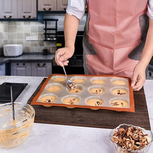 Miniatura 6 de SANTOW Molde de silicona antiadherente para magdalenas, molde para hornear magdalenas regulares de 12 tazas, molde para magdalenas de 12 tazas,