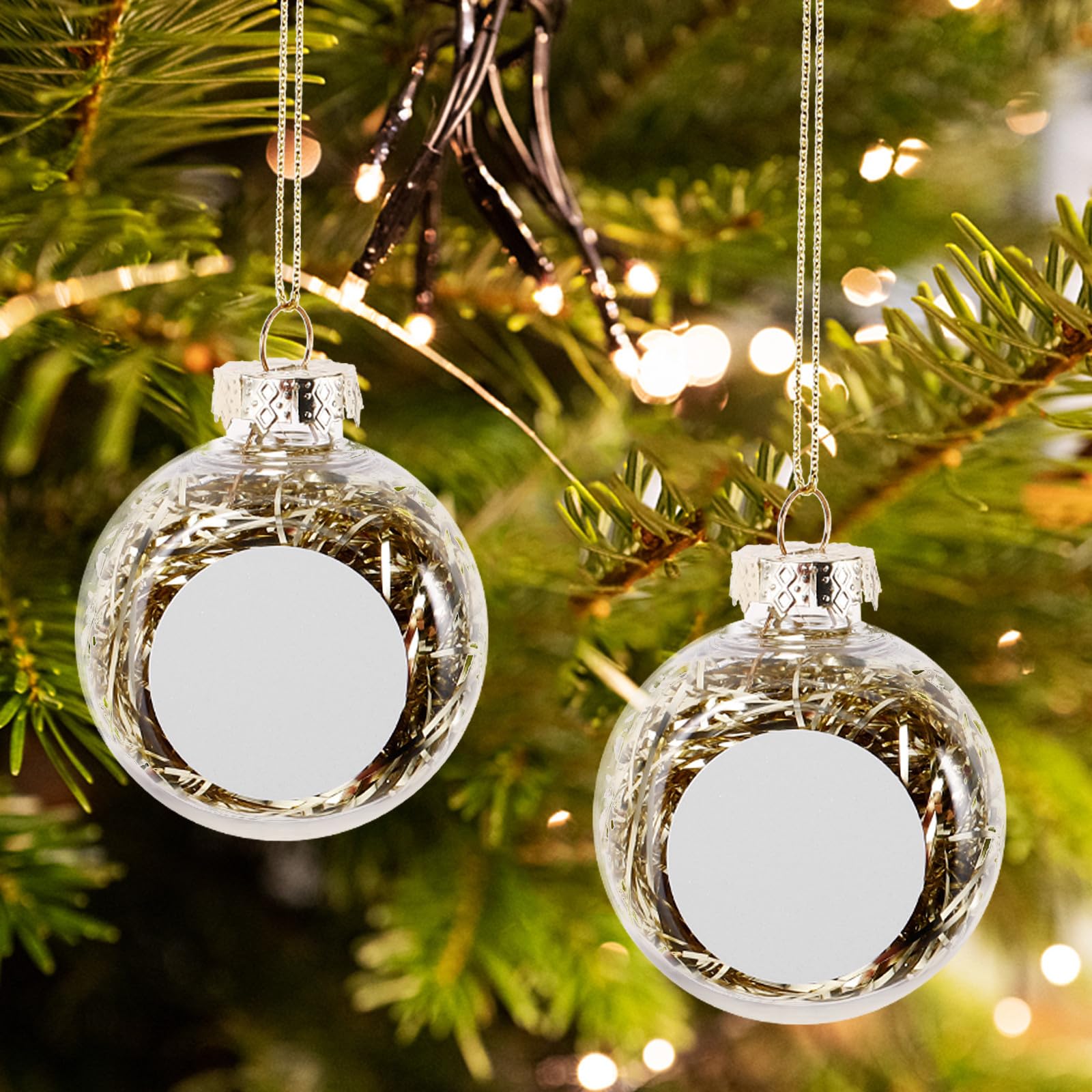 minkissy 16 Piezas Bolas Navideñas Colgantes Rellenables de Plástico