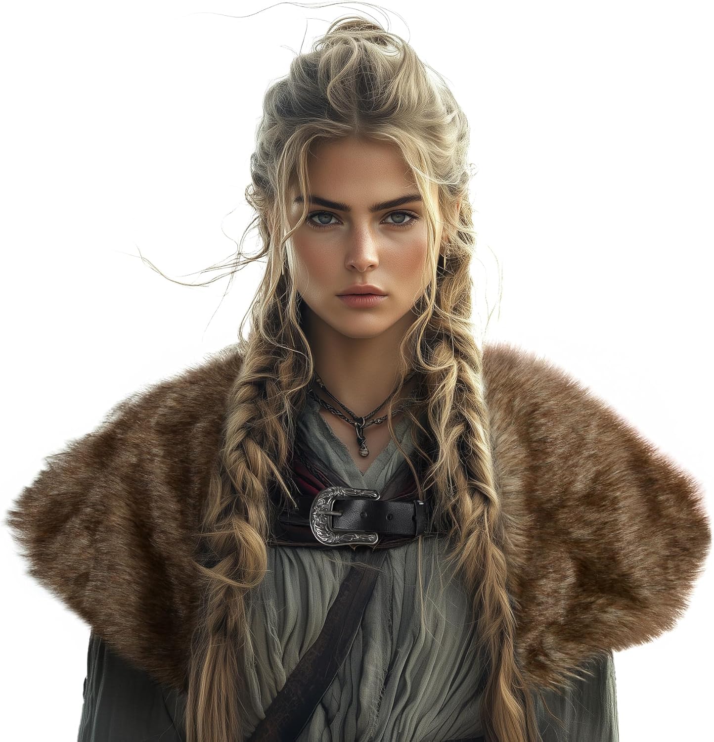 MCJC Medieval Cloak,Viking Costume Faux Fur Shawl For Women, Halloween Performance Accessory - Image 7