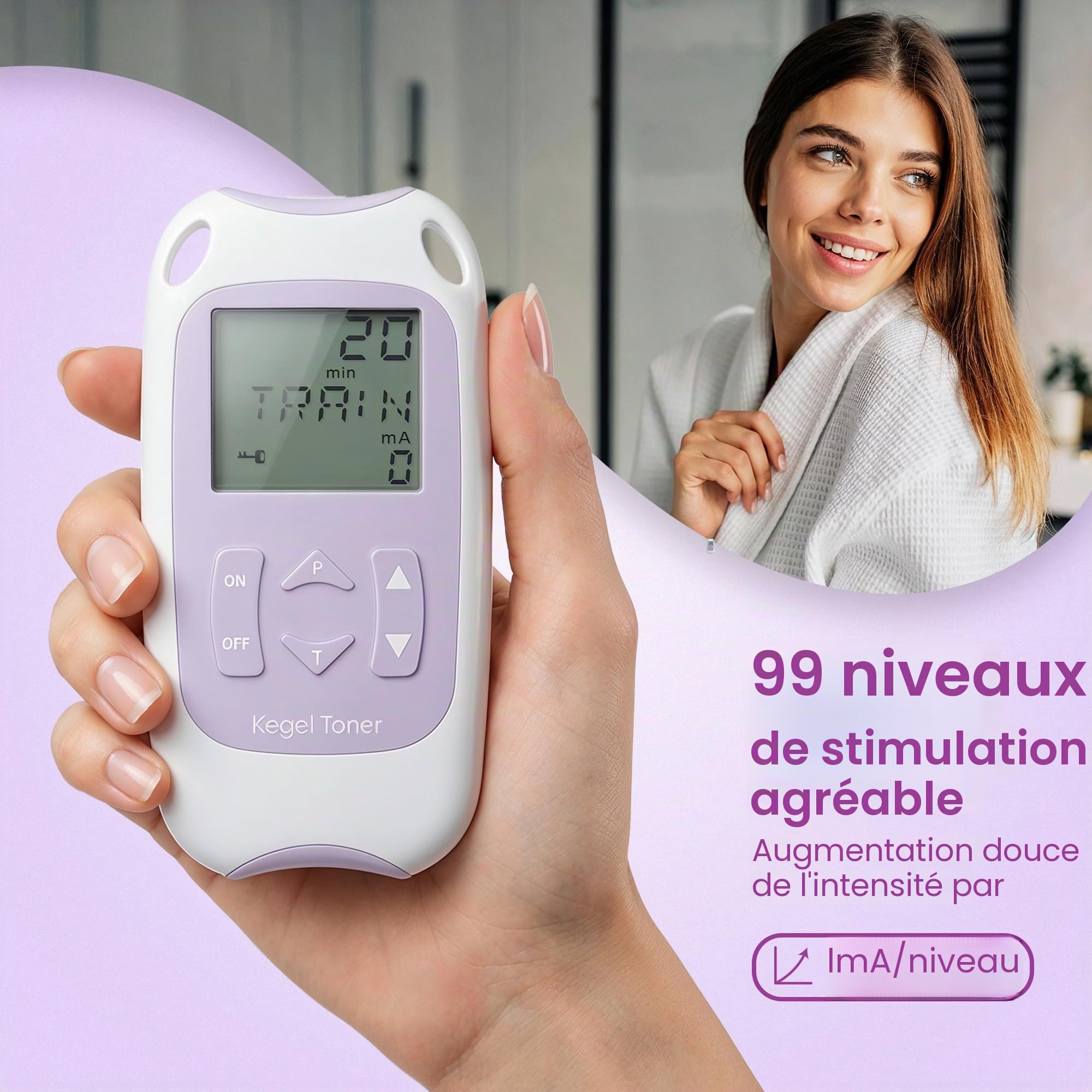 TensCare Kegel Toner Appareil de musculation du plancher pelvien - Un puissant stimulateur musculaire pour renforcer les muscles du plancher pelvien - Gris