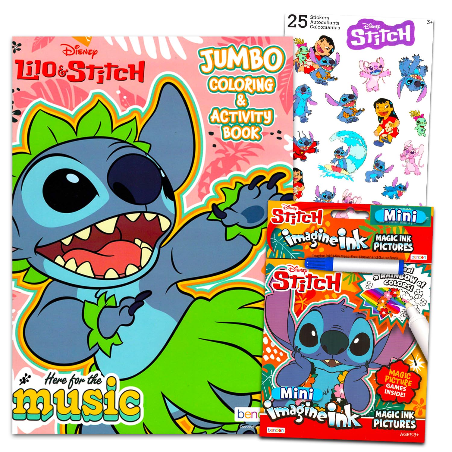 Disney Lilo and Stitch Coloring and Activity Book Set - Bundle with Lilo and Stitch Sticker Activity Book, Stitch Imagine Ink Mess-Free Coloring, More