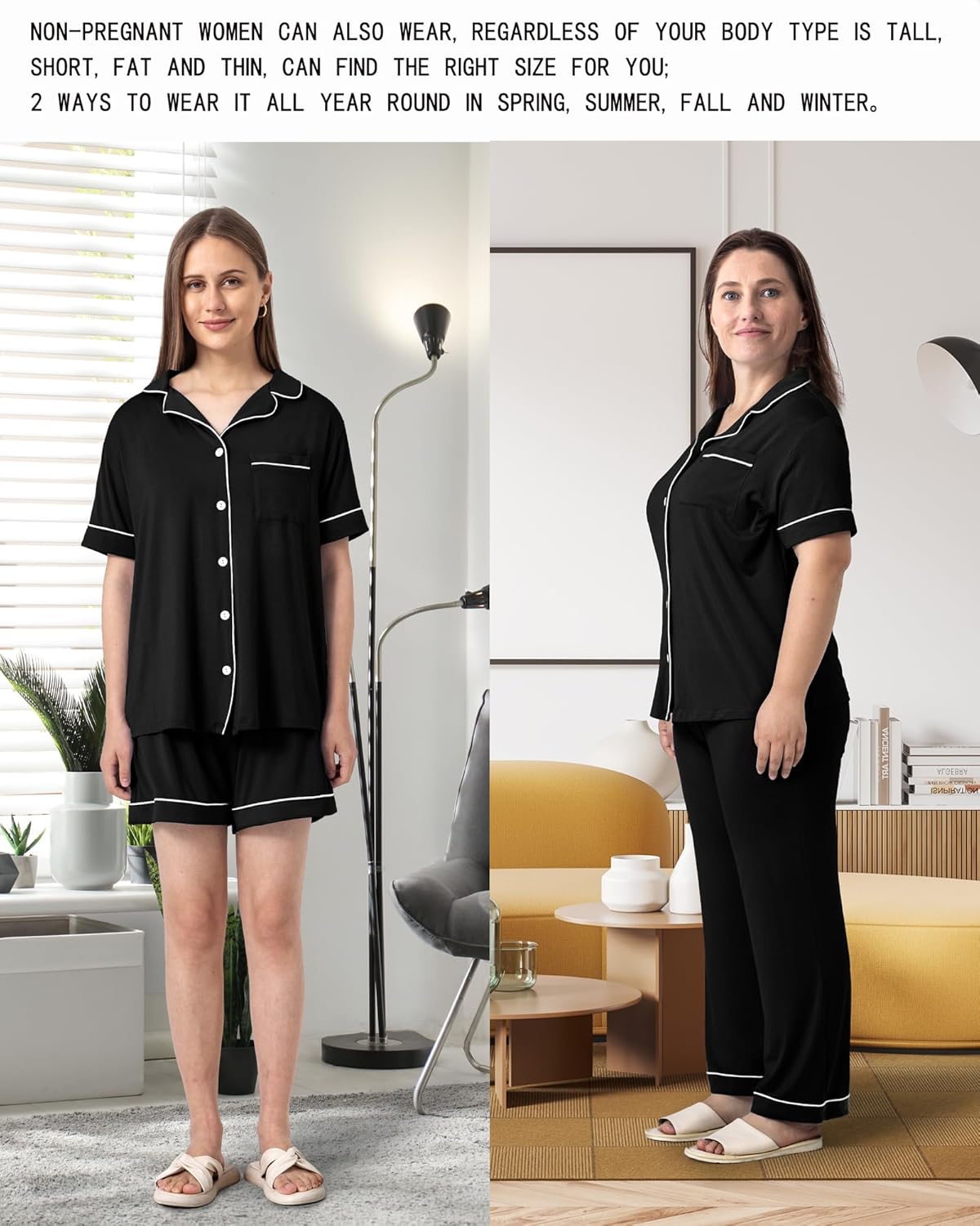 Rnxrbb 3 PCS Women Maternity Pajamas Set Nursing Postpartum Breastfeeding Pjs Sleepwear Lounger Clothes Button Down - Image 2