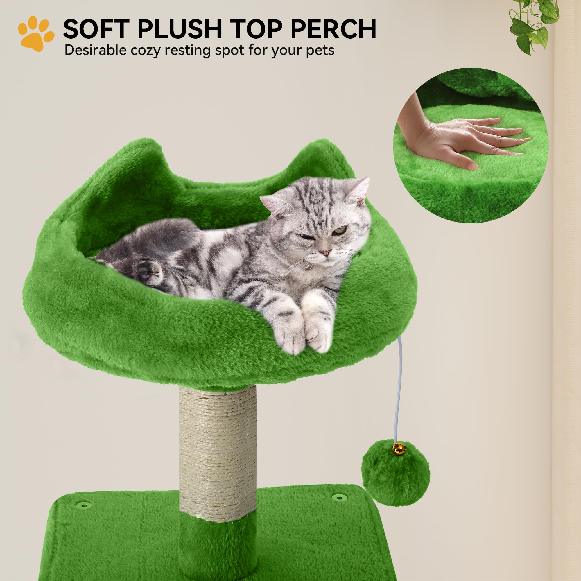 YITAHOME Tall Cat Tree for Indoor Cats, 75 inch Multi-Level Cat Tower with Cat Condos, Top Perches, Sisal Ramp Scratching Posts, Cozy Basket, Hammocks, Large Cat Pet Activity Structure,Pink: YITAHOME 54in Cat Tree Tower for Indoor Cats, Multi-Level Cat Climbing Tower with Sisal Scratching Post and Board, Cat Condos, Plush Top Perches, Hammock, Kittens Pet House Play, Green