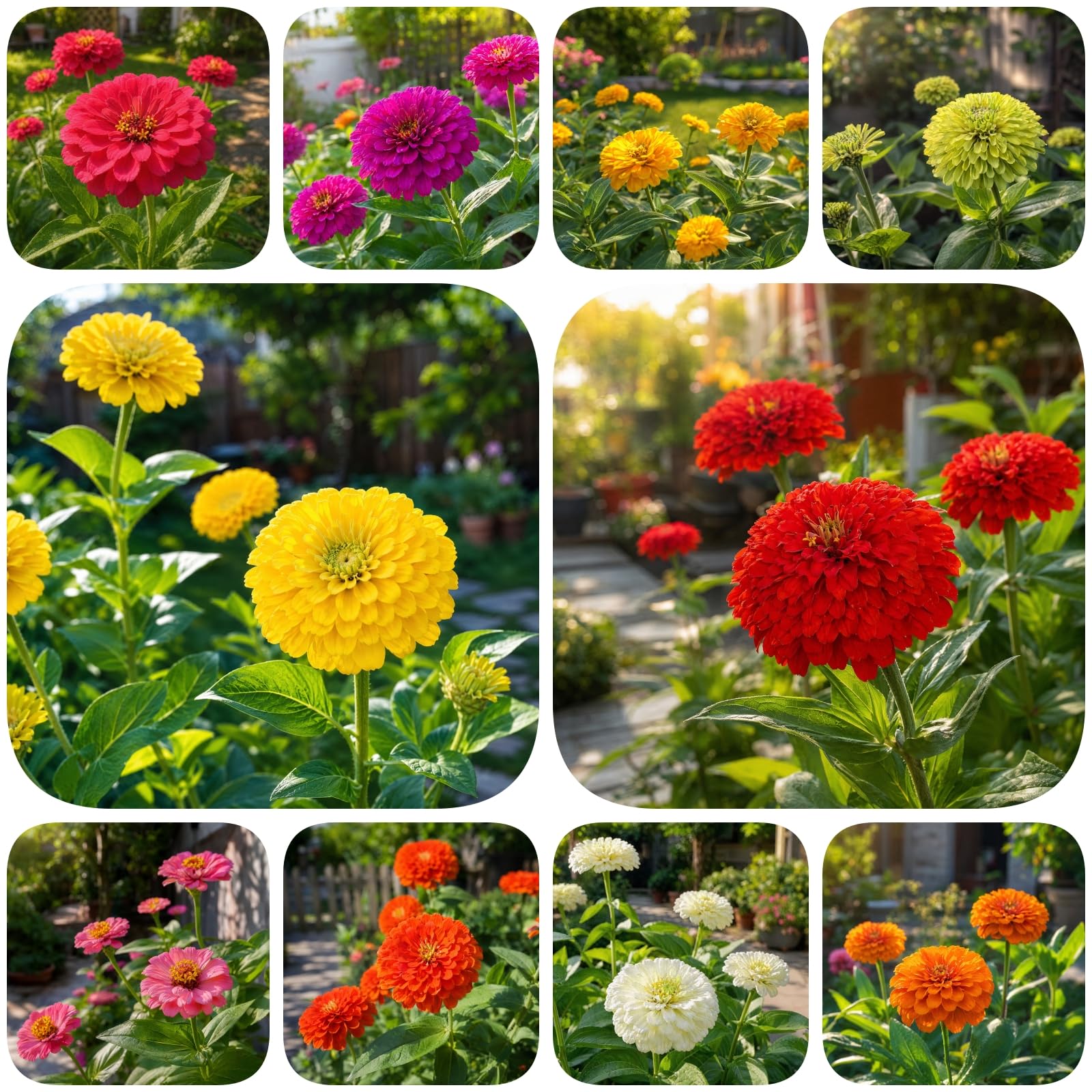 100-2000 Pcs/Pack Vibrant Multiple Colours Zinnia Sd. (Mixed-Colour,100 PCS)
