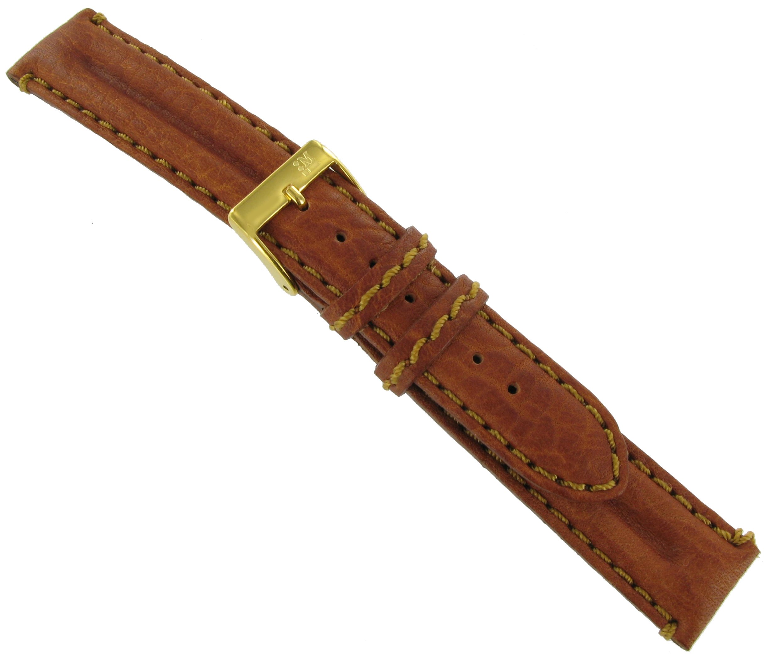 Morellato 18mm Genuine Leather Double Padded Stitched Calfskin Tan Watch Band Strap