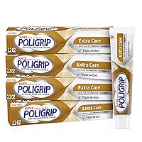 Vista 1 de Super Poligrip Extra Care - Crema adhesiva para dentaduras postizas, sin zinc, 2.2 onzas (paquete de 4)