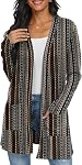 Qixing Cardigan avec poches manches longues femmes Cardigan Casual léger Cardigan avant ouvert