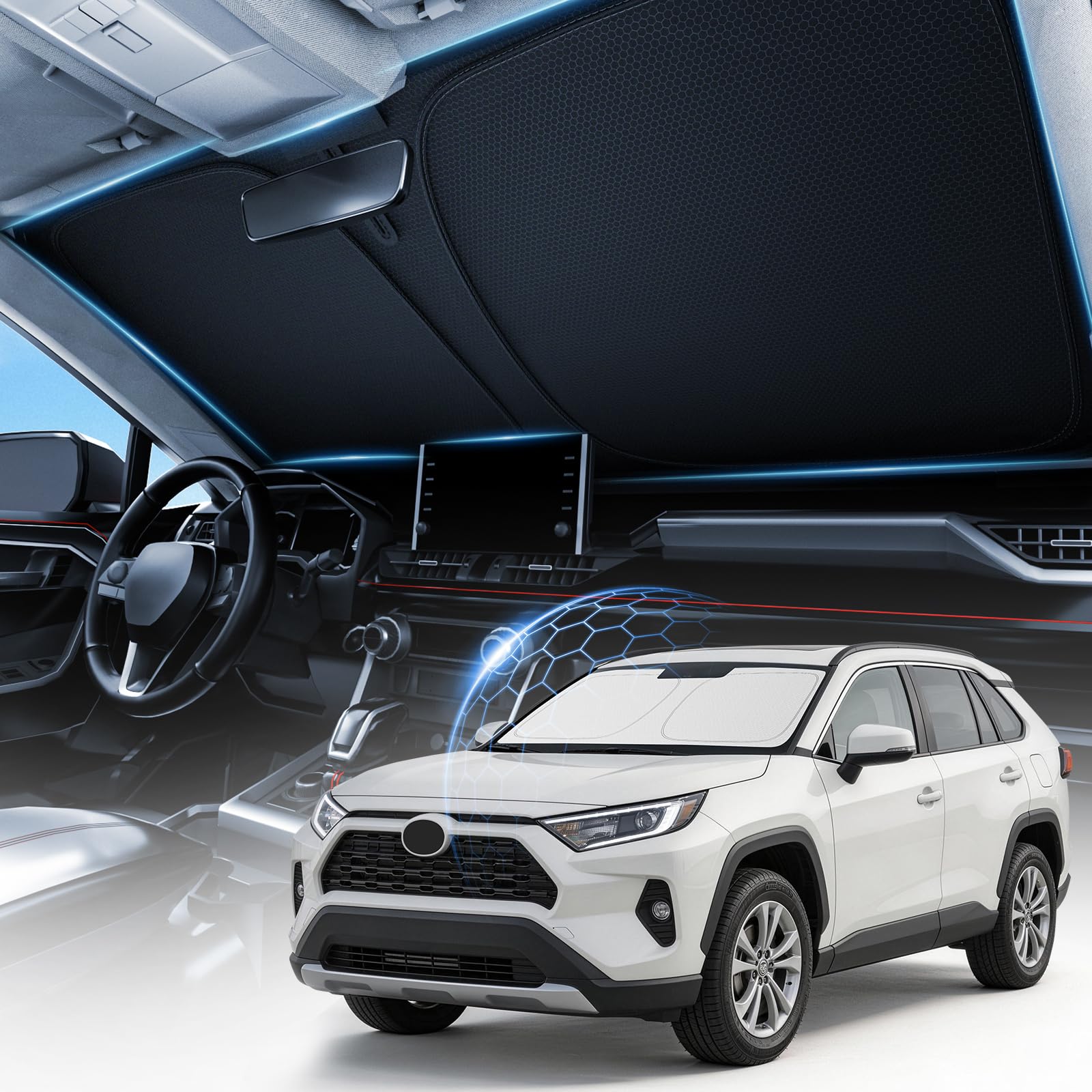 Photo 1 of [2026 Upgraded] DooGooCoo Windshield Sun Shade for Mazda CX5 [Cooling Ice-Crystal, 100% Sun Block ] Sun Shade for Car Windshield for Mazda CX5 Sunshade 2017-2026, Custom Fit Front Sunshade for CX 5.