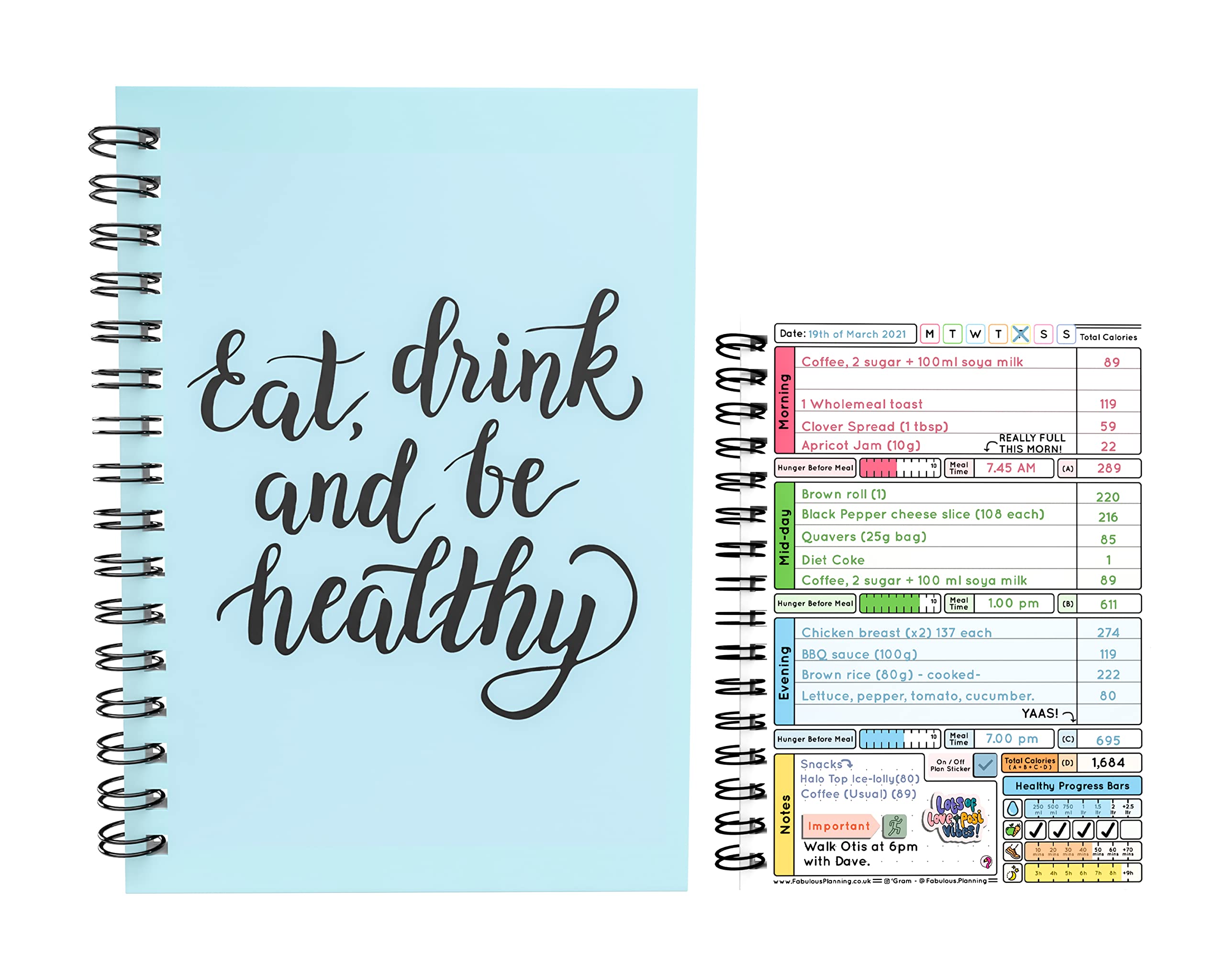 Calorie Counting Compatible Food Diet Diary Log Journal Weight Loss Wellness 6 Month Duration With Stickers 2024 (Eat, Drink & Be Healthy, 6 Months) โ image 1