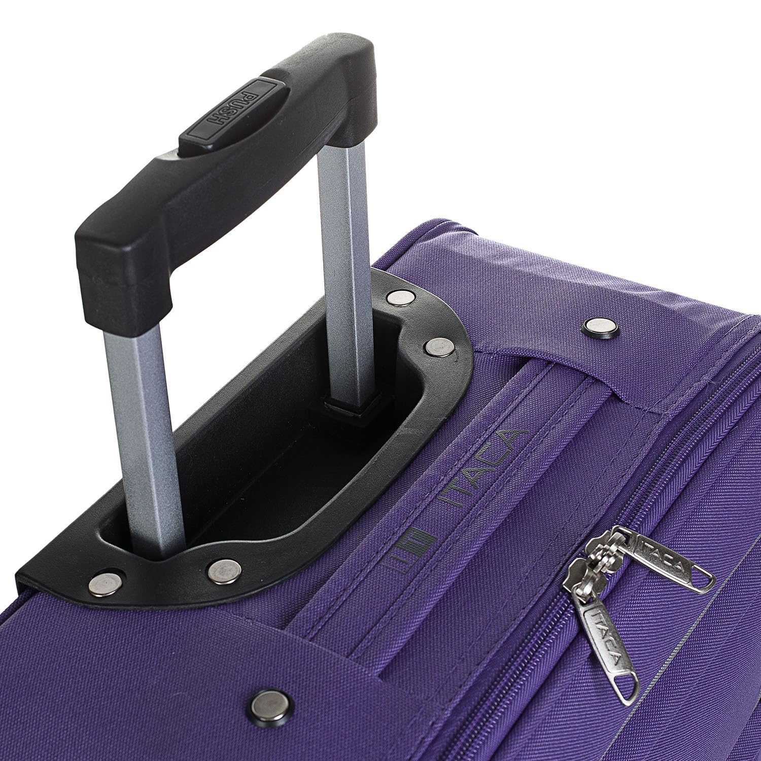 ITACA - Valise Cabine 55X40X20 légère et résistante Bagage Cabine idéal pour Voyages Courts Valise Cabine Tissu Souple 4 Roues pivotantes Compatible Ryanair, Violet