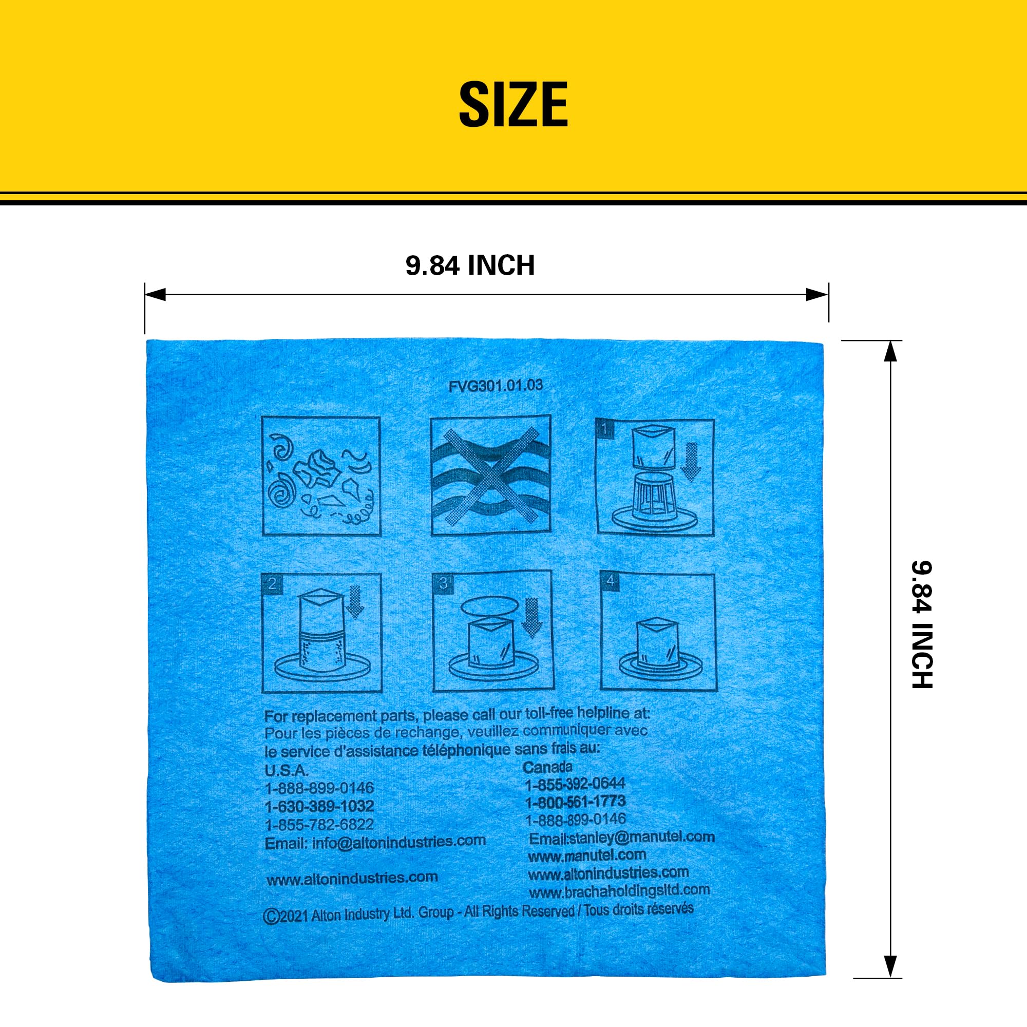 STANLEY 25-1217 Reusable Dry Filter for 1-5 Gallon Wet/Dry Vacuum, 3-Pack - Image 2