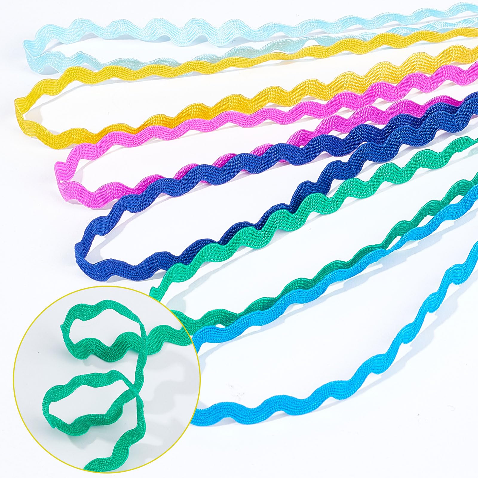 GORGECRAFT 45 Meter Zickzack-Band – 8 Farben, 0,2 Zoll Breit, Für Nähen, Deko & DIY