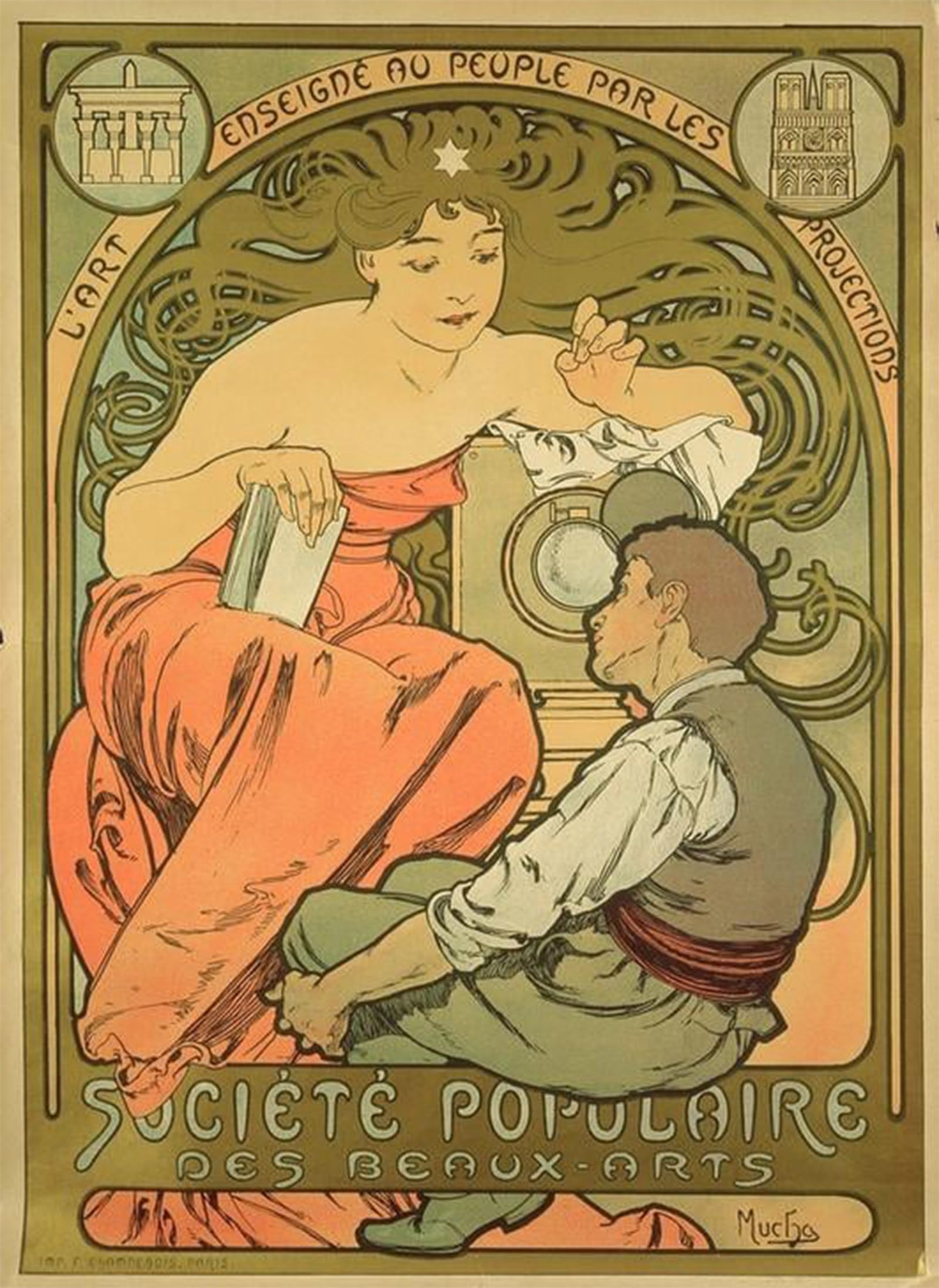 SERENDIPITP Aesthetic Poster Photo Wall Print Retro Picture Oriental Poppies by Alphonse Mucha Modern Wall Artwork for Home Decor 60x90cm
