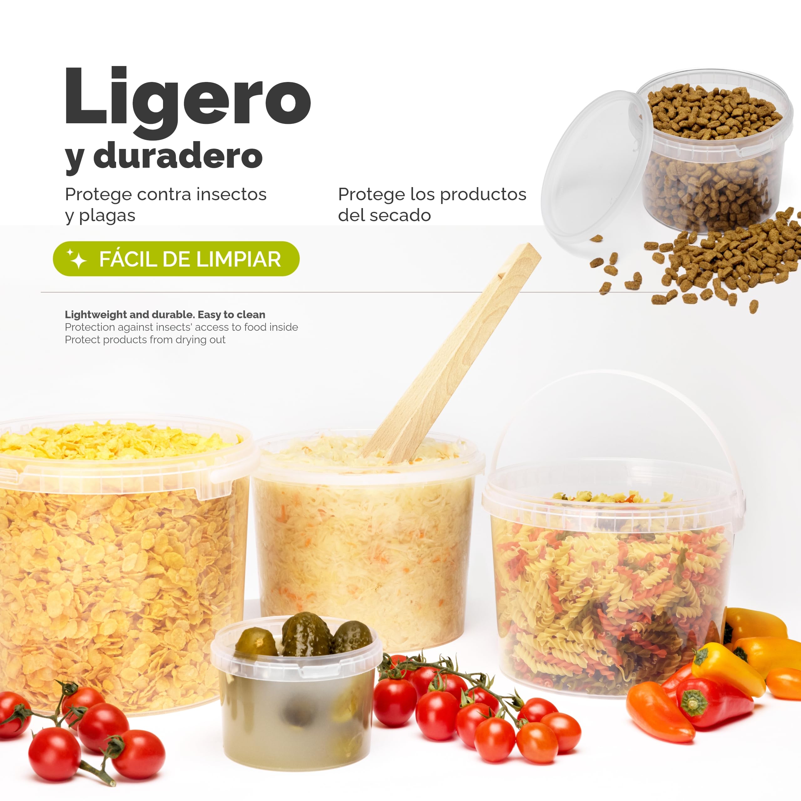Garronda Cubo con Tapa 10 L 10 Piezas Transparente GD-0072 | Para el Almacenamiento de Alimentos y Productos Químicos
