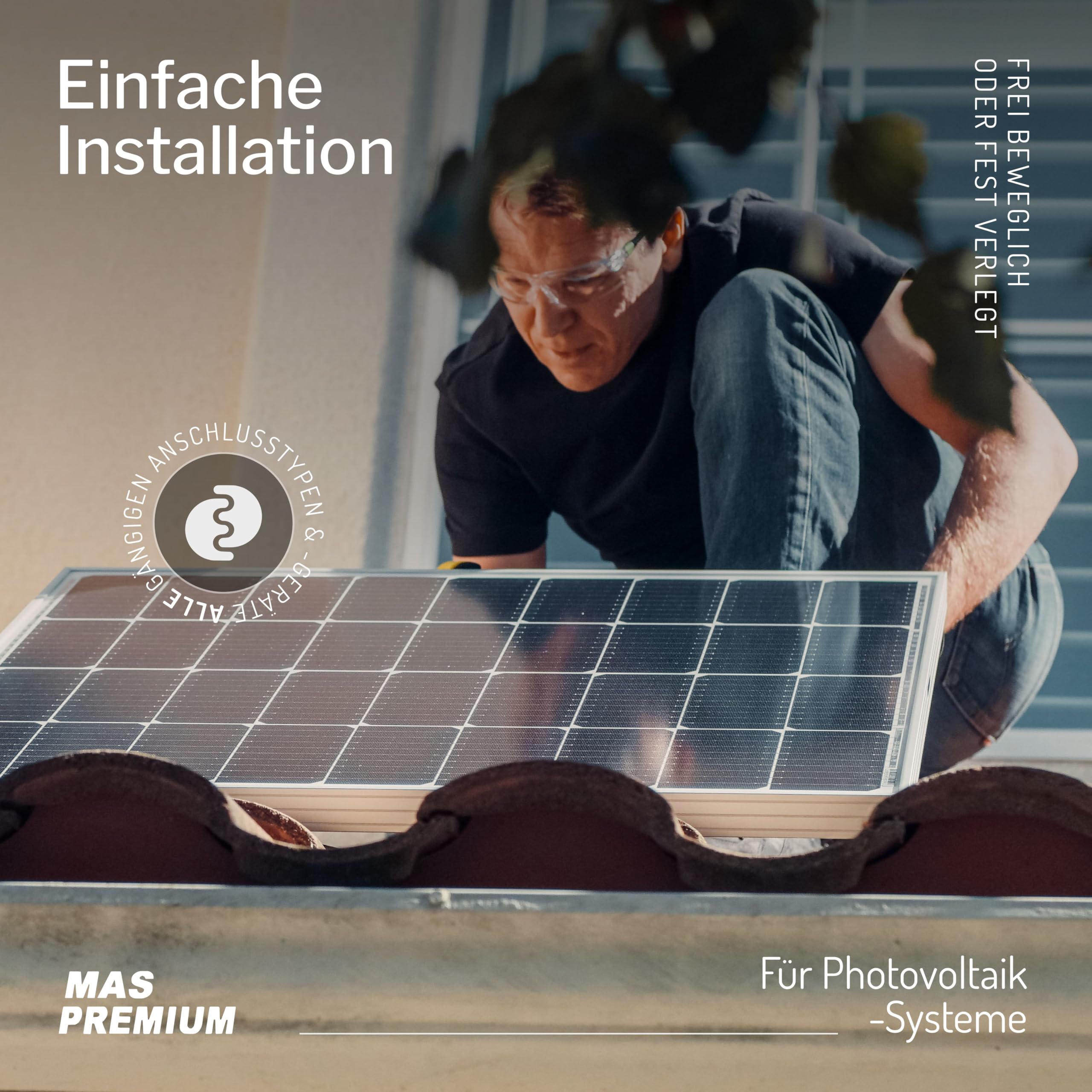 MAS Premium Câble solaire H1Z2Z2-K 4, 6, 10 mm², 5-200 m, TÜV-2 sans halogène, double isolation, pose libre ou fixe dans les installations photovoltaïques (H1Z2Z2-K 6, noir, 30 m)