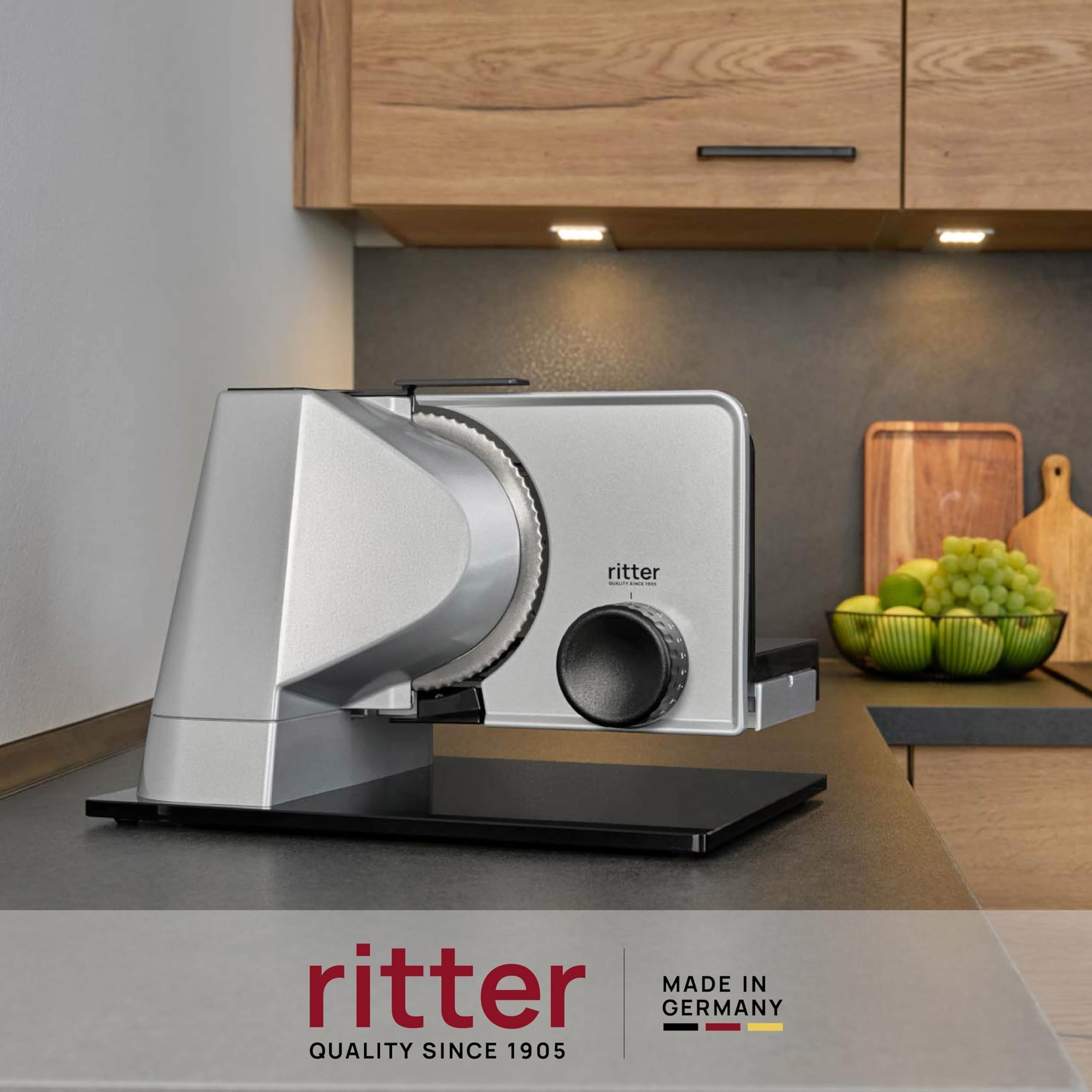 ritter Allesschneider sono 5, elektrischer Allesschneider mit ECO-Motor, made in Germany, Silbermetallic