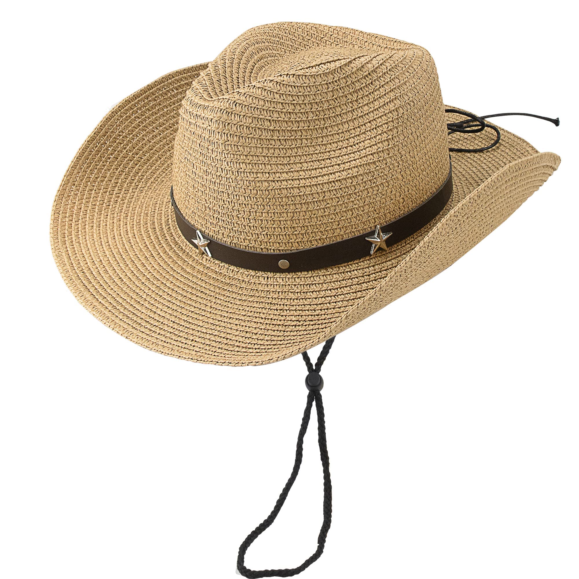 HilyBony Sombrero de Paja para niños y niñas, Sombrero de Vaquero de Verano Occidental con Hebilla de cinturón para niños de 2 a 9 años