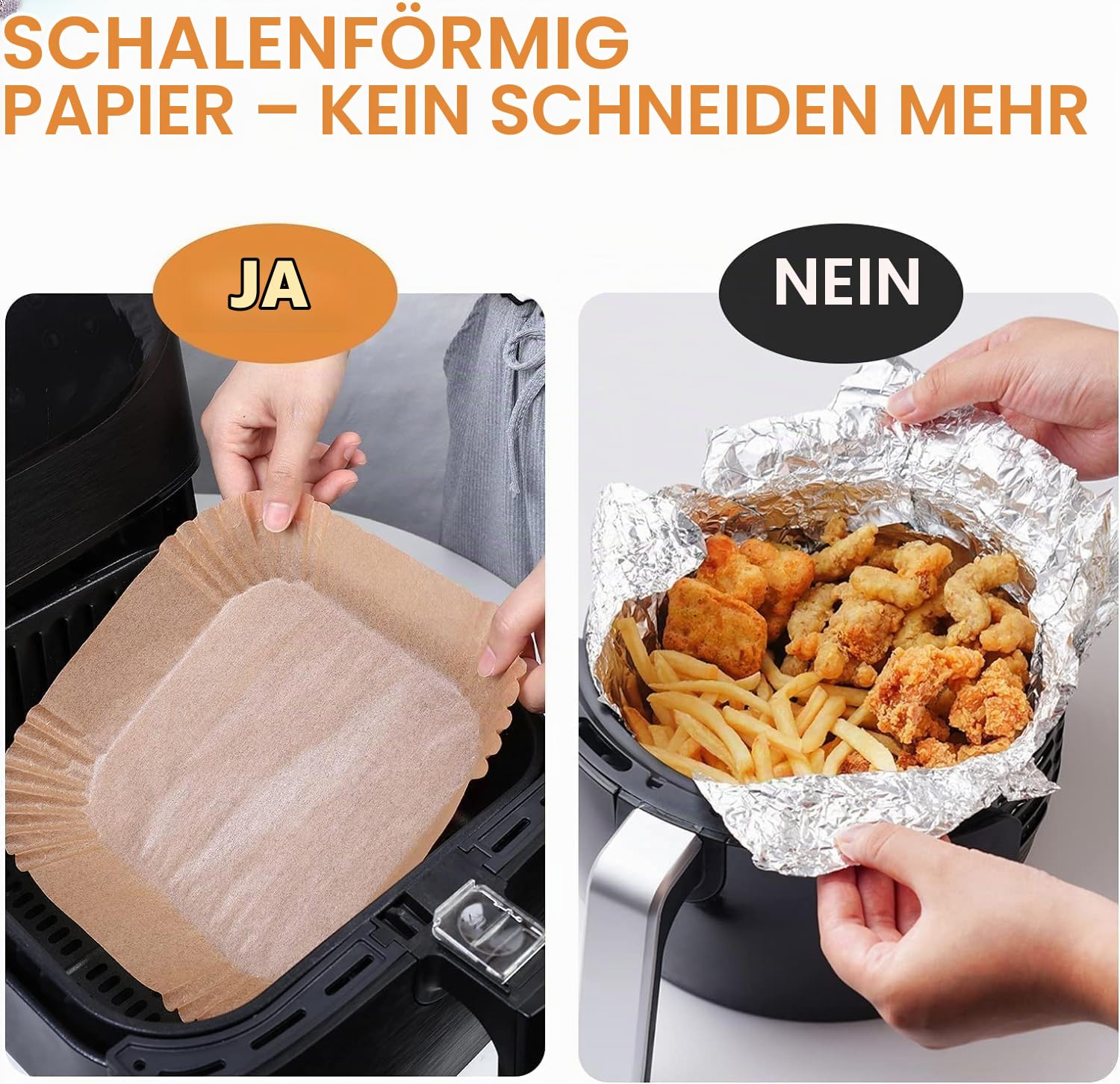 AiQInu Backpapier für Heißluftfritteuse, 200 Stück 16cm BPA-frei Airfryer Backpapier Eckig Wasserdicht Ölfest Pergamentpapier Liner Airfryer Zubehör, für Heißluftfritteuse Ofen Mikrowelle