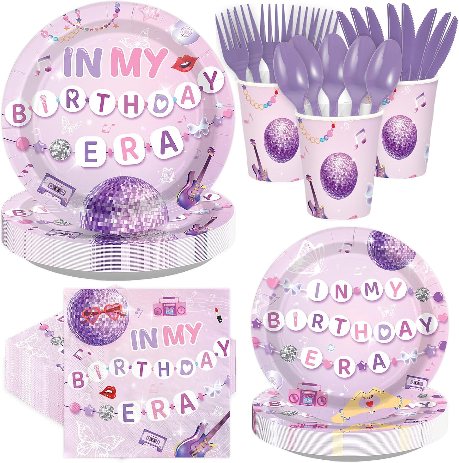168 Pcs Music Birthday Party Decorations for Girls Serves 24