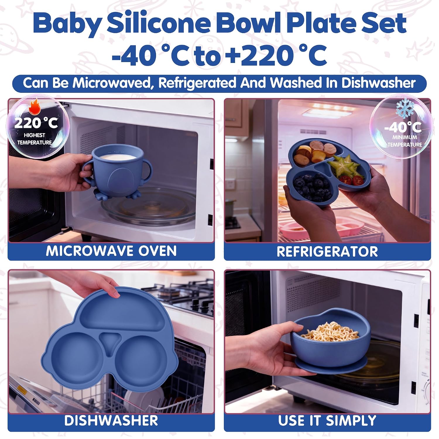 Silicone Baby Feeding Set, Baby Led Weaning Supplies Kit With Suction Bowl & Car Plate, Bib, Spoon, Fork, Cup - Food-Grade Silicone, Dishwasher-Safe, No BPAs - For 3+ Months thumbnail