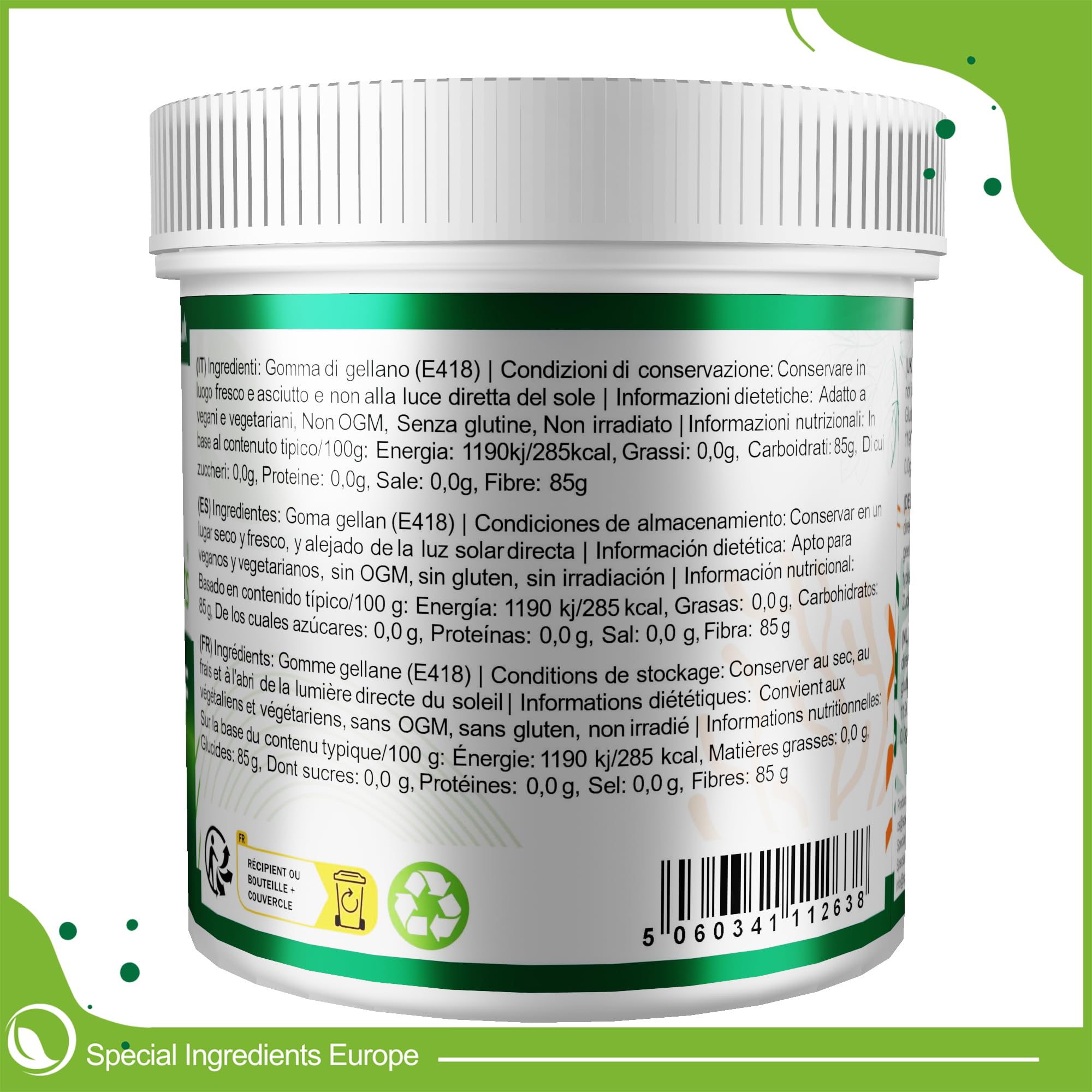 Special Ingredients Gellan-Gum Pulver Typ F, 500 g | Low Acyl, Premium Geliermittel für Molekularküche, Feste Klare Gele, Ersatz für Agar Agar & Gelatine, Vegan & Glutenfrei