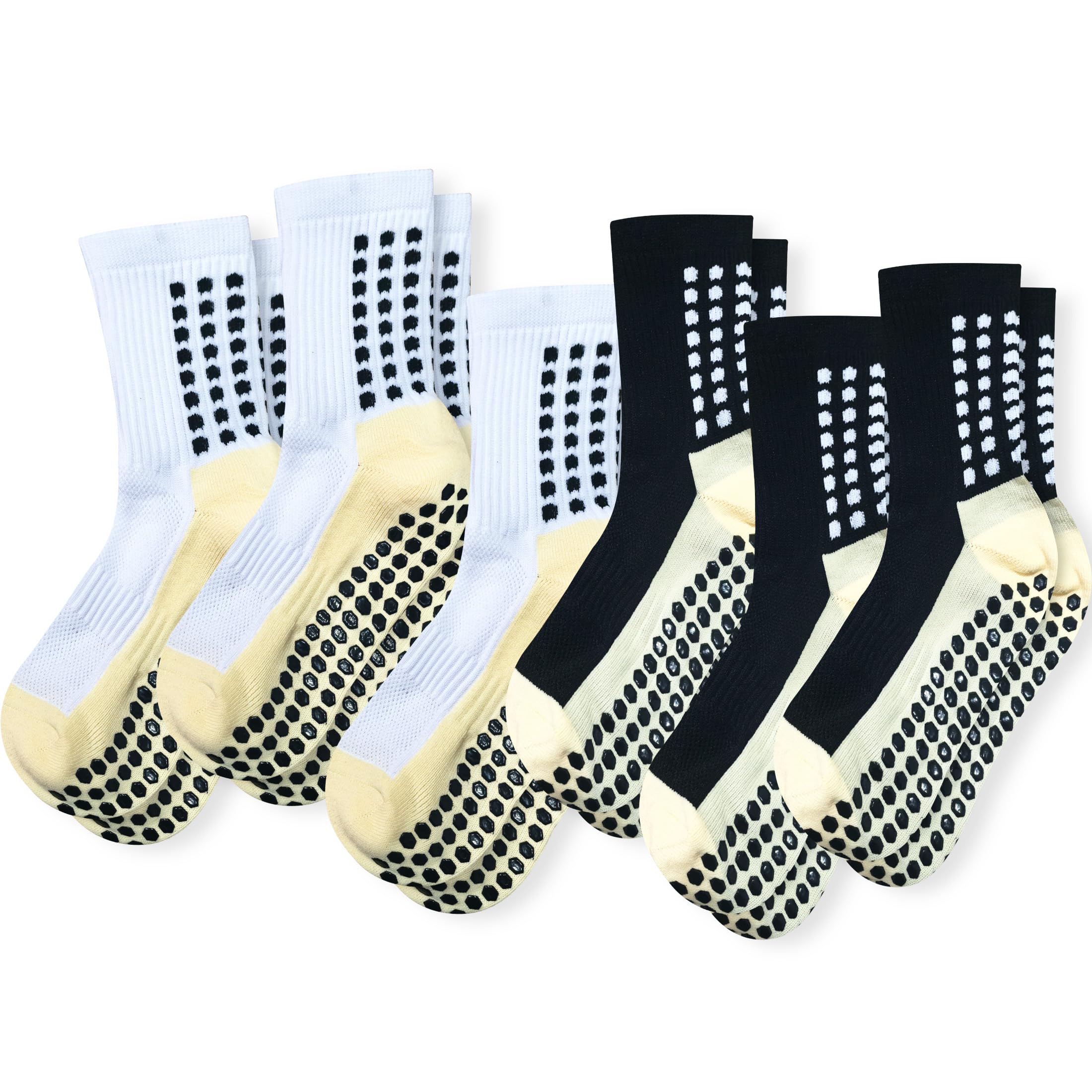 Grip Socks Soccer,6Pairs Non Slip Grippy Socks for Men Women,Anti Slip Athletic Soccer Sock for Yoga Football Hospital 6-11in-image-48