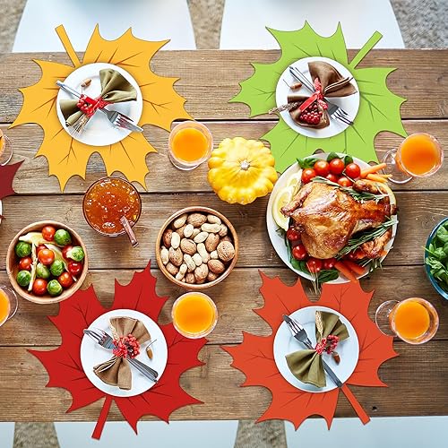 Miniatura 4 de Glenmal 80 manteles individuales de hojas de arce de Acción de Gracias, 12.6 x 11.8 pulgadas, manteles individuales de papel desechables de cosecha,