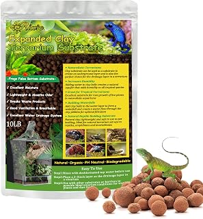 Riare 10LBS Expanded Clay Pebbles for Reptile Terrariums - Organic Lightweight Substrate, False Bottom Drainage for Bioactive Vivariums & Frogs