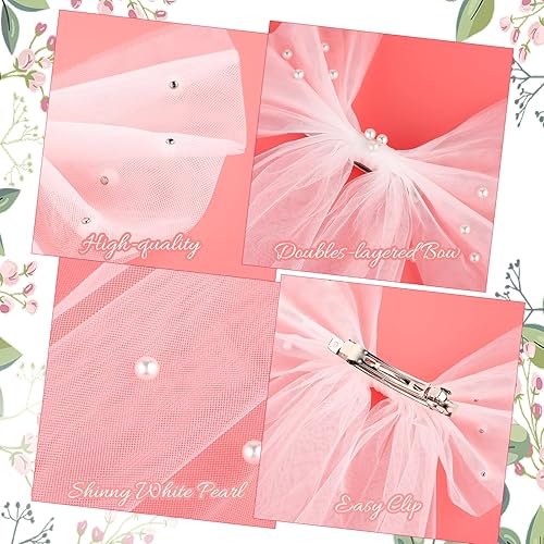 Miniatura 3 de Velo de lazo de pelo de perlas nupciales, lazo de pelo blanco perla, velo de boda con pasador, decoraciones de despedida de soltera, regalos de dama