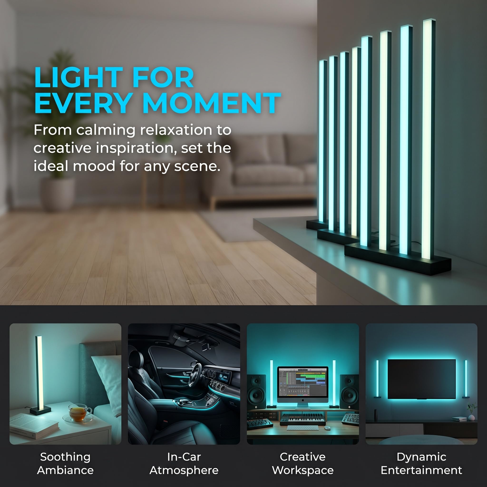 Luce Ritmica Pickup, Luce LED A Spettro Musicale, Luci Sincronizzate con La Musica E Sensibili alla Voce, con Telecomando, Colore/luminosità/velocità Regolabili, per Sala Giochi