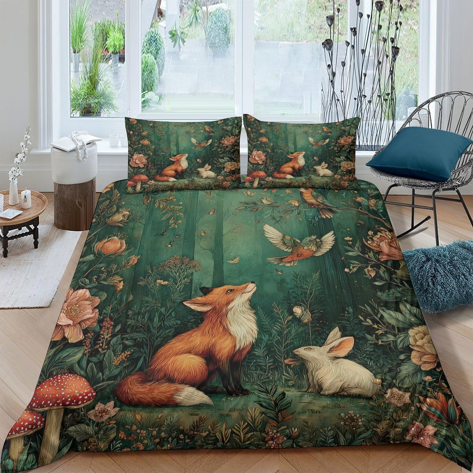 Ctjqhvkz Style-9 3D Printed Forest Fox Fitted Sheet Microfiber Non-Slip Autumn Woodland Mattress Cover For Bedroom Dorm Easy Care Single（135X200cm）