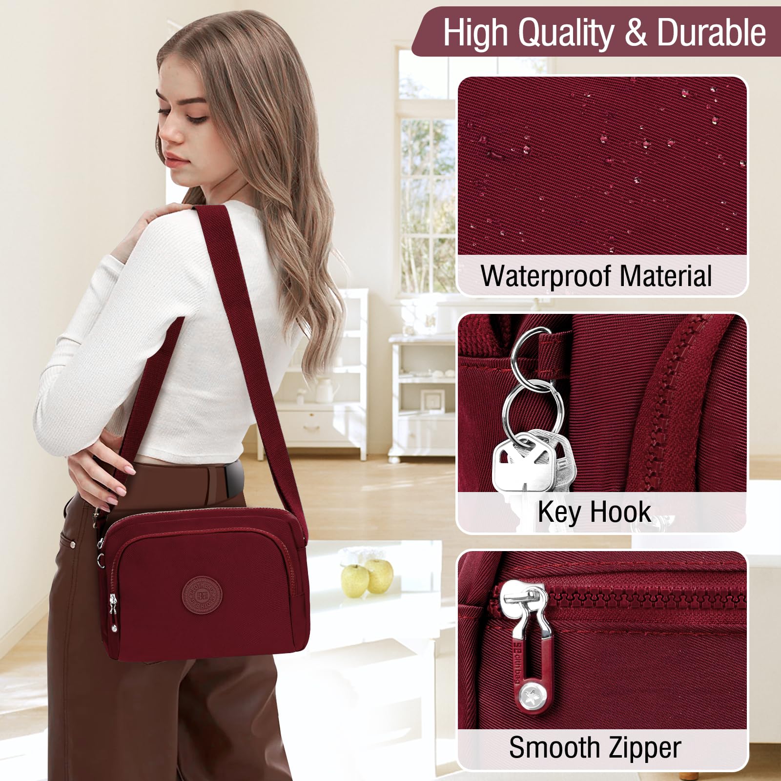 Faneam Borsa a Tracolla Donna Casual Borse Spalla Borsetta Tracolla Ragazze Moda Borsa Tracolla con 3 Scomparti Crossbody Bag Spallacci Regolabili Borsa a Tracolla per Sport Viaggio Shopping