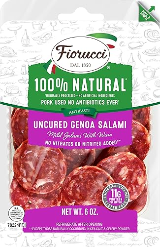Fiorucci Todas las nuggets de salami de Génova naturales, sin curar y sin nitrito, 6 onzas, paquete de 1