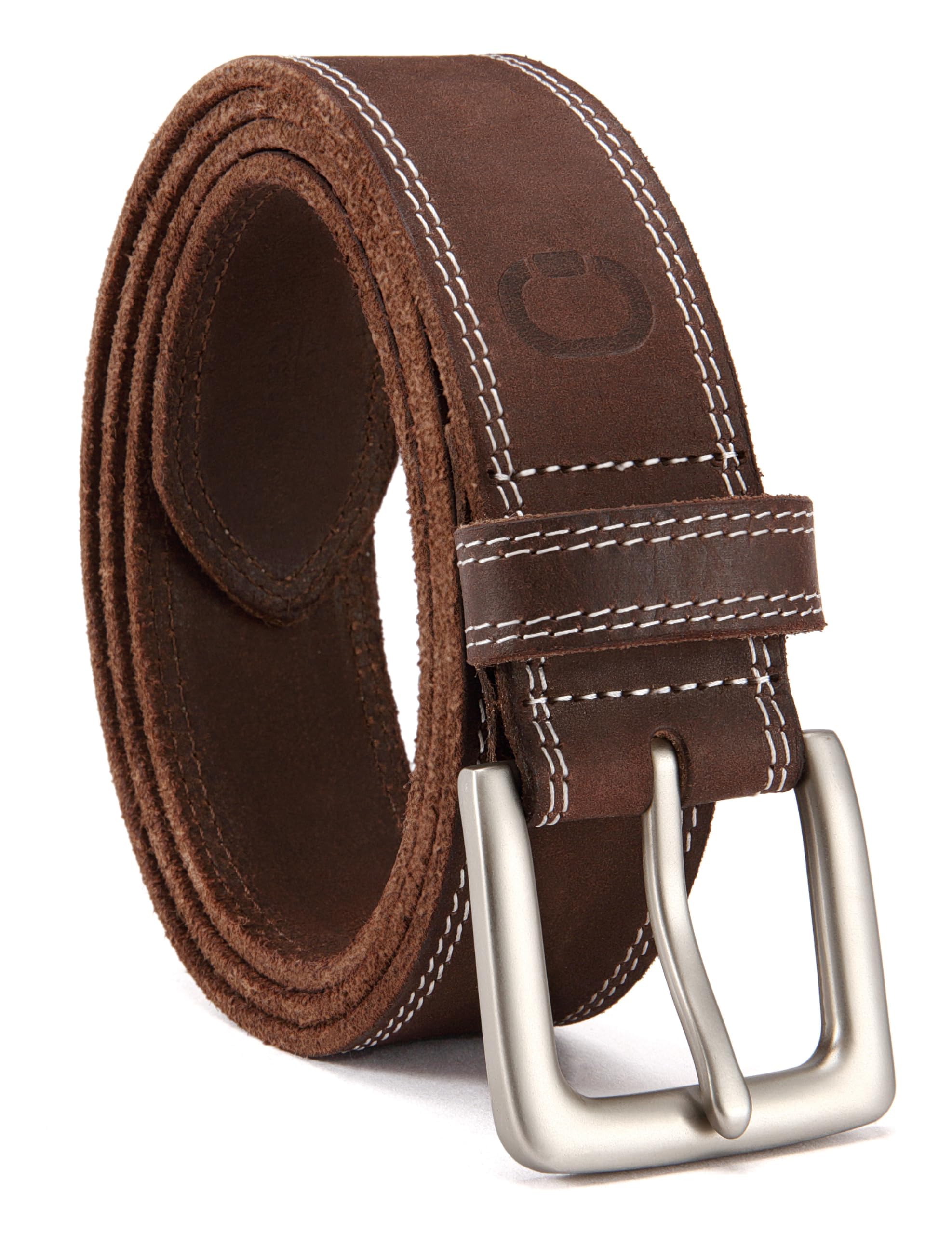 CHAOREN Ceinture en cuir pleine fleur pour homme, ceinture de travail pour homme, très résistante, usage quotidien pour pantalon en jean, Marron classique, 38