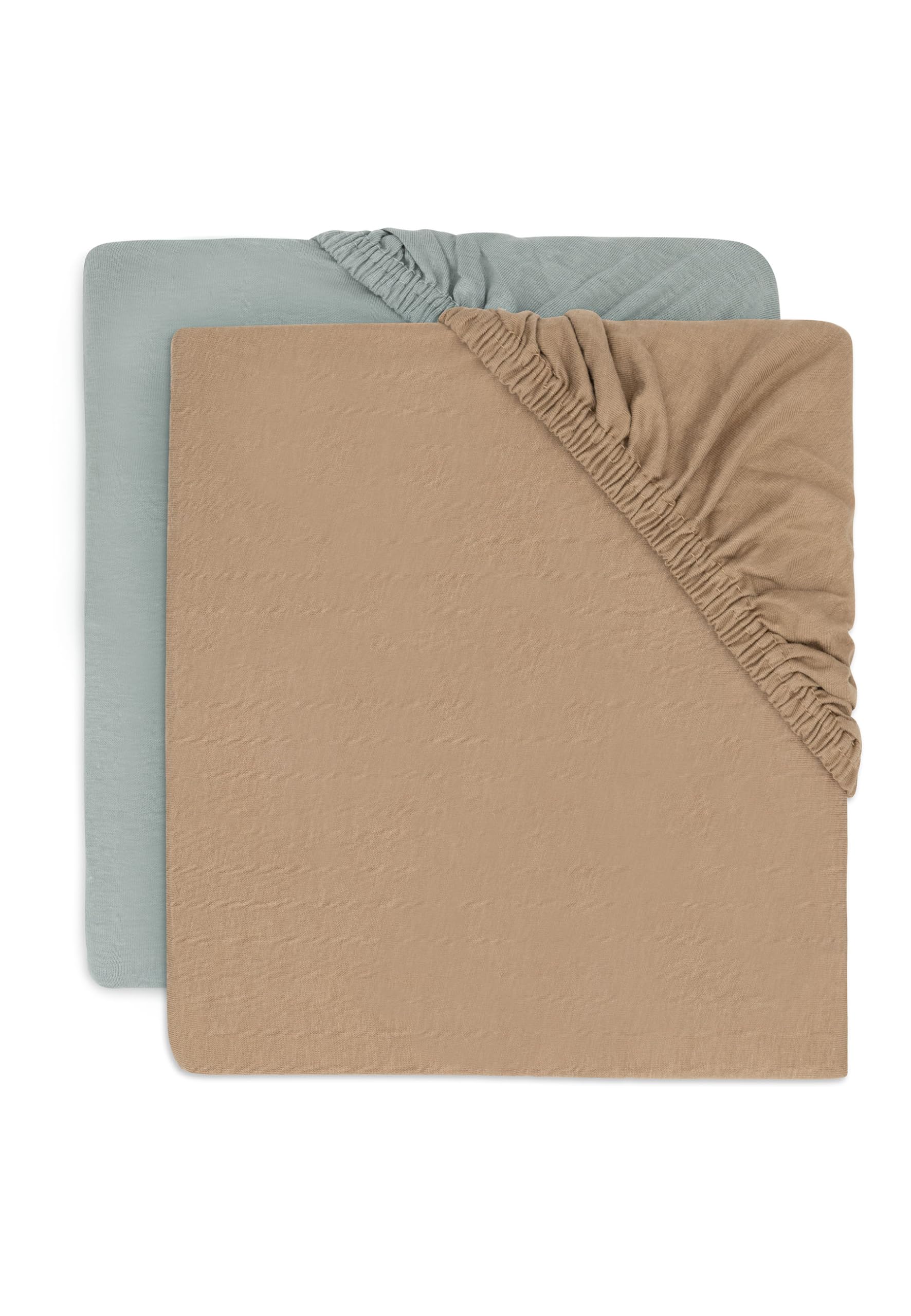 Jollein Jersey Fitted Sheet for Cradles Sea Green/Biscuit, Pack of 2, 40/50 x 80/90 cm, 100% Cotton, Oeko-Tex Certified — image 1
