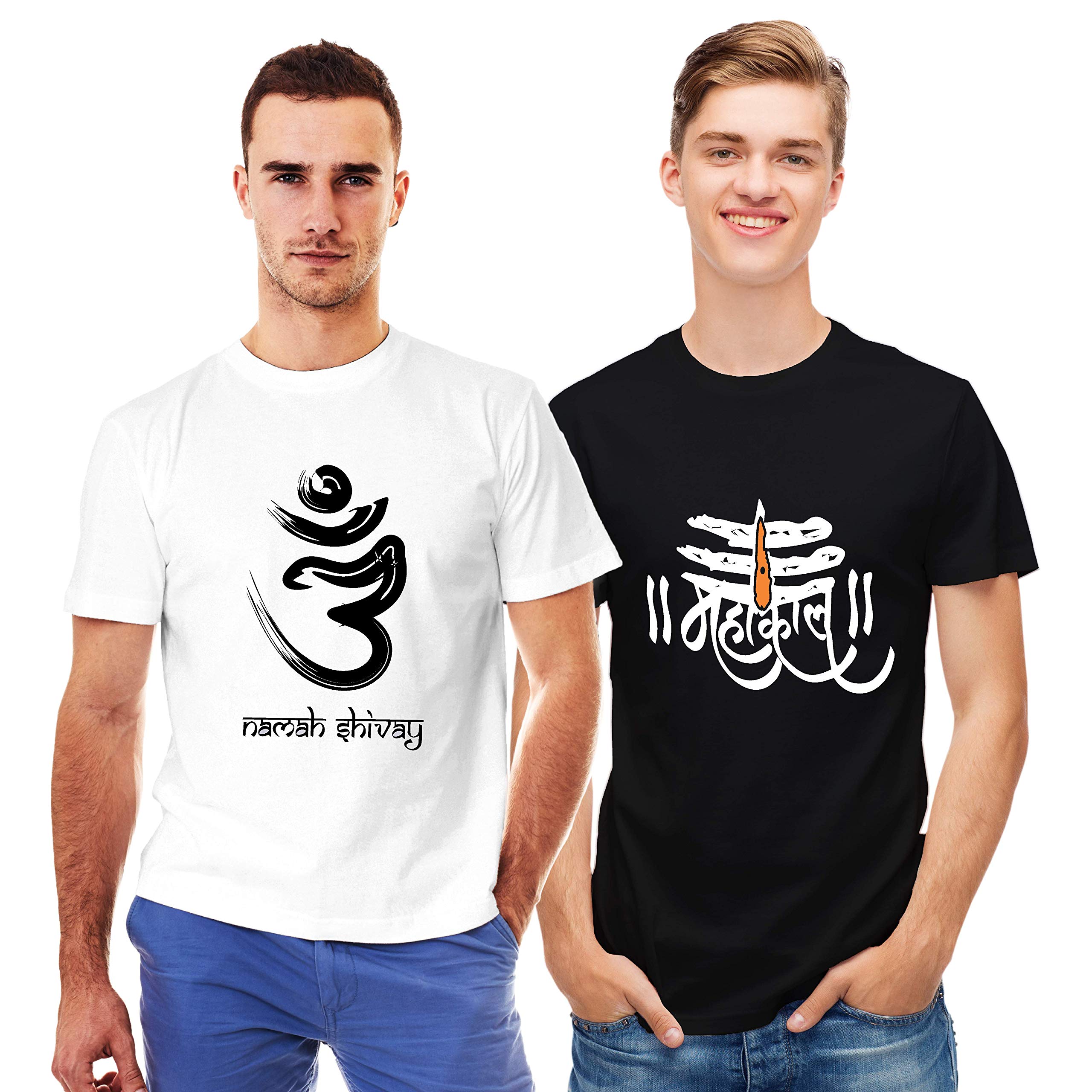 Uniplanet StoreMen's Om Shivay T Shirt and Mahakal T-Shirt(Pack of 2) - Mahadev Combo t Shirt