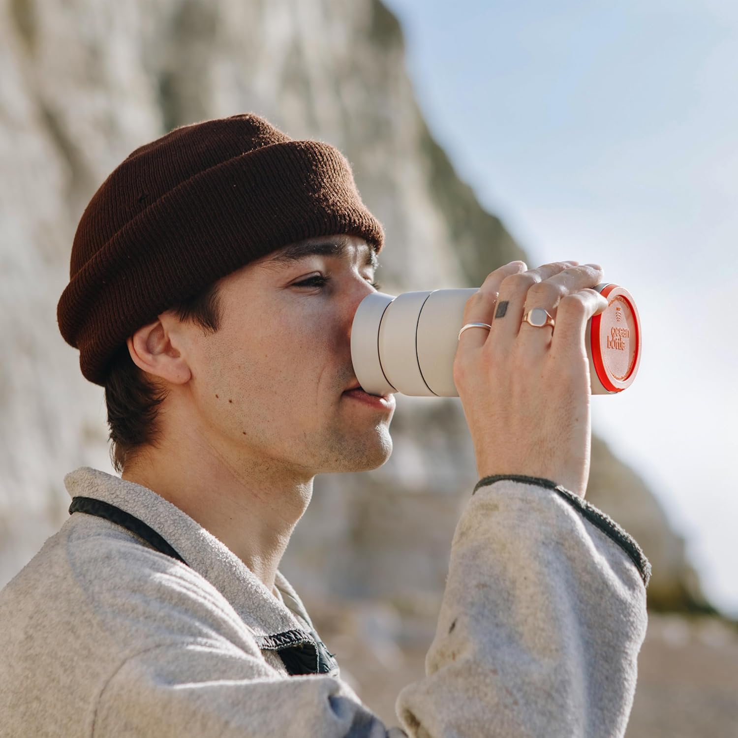 Ocean Bottle Brew Flask 12 oz | Insulated Travel Flask for Hot & Cold Drinks | Recycled Stainless Steel | Sustainable, Eco Friendly Gift (Rock Grey) - Image 6