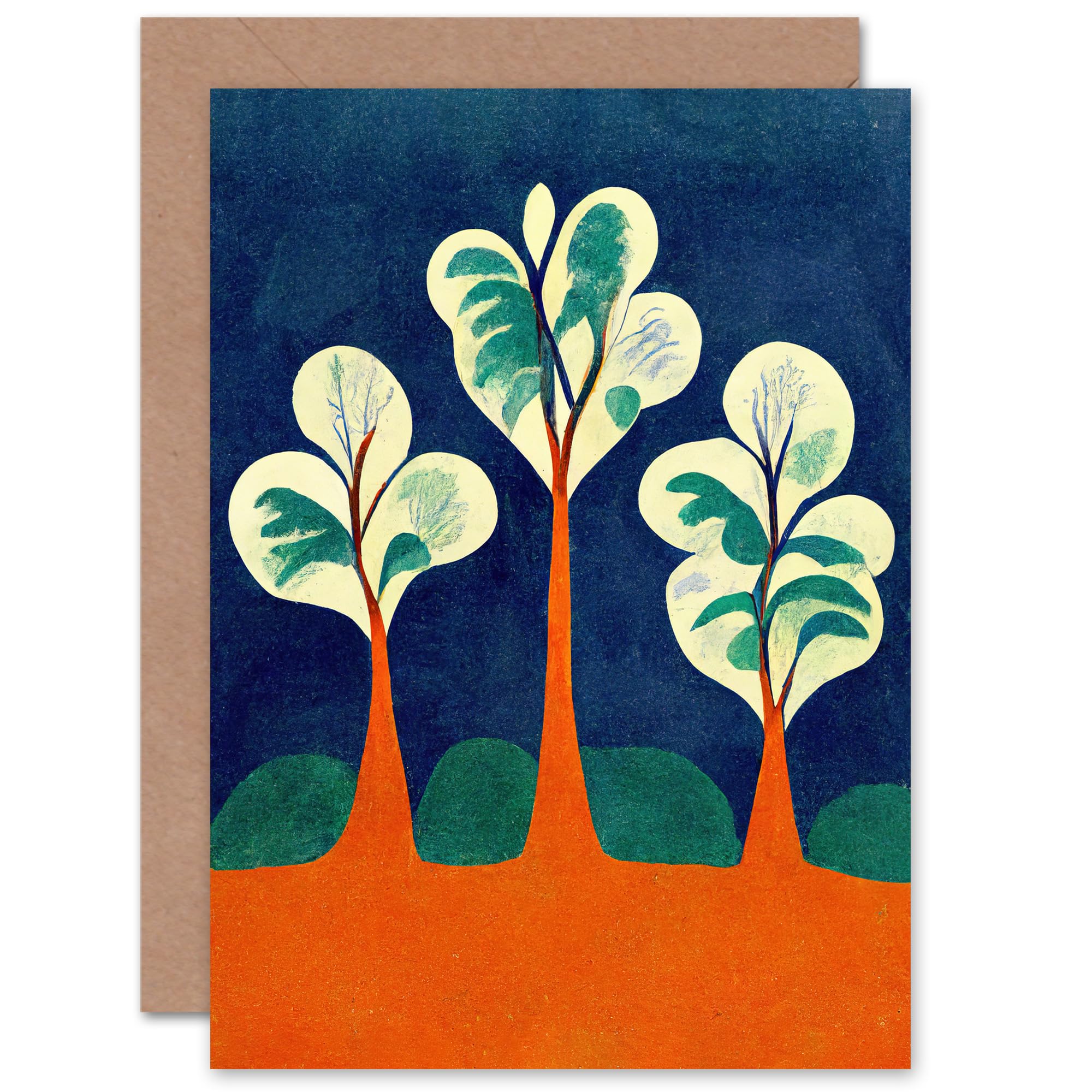 Matisse Style Trees for Him or Her Birthday Thank You Blank Greeting Card