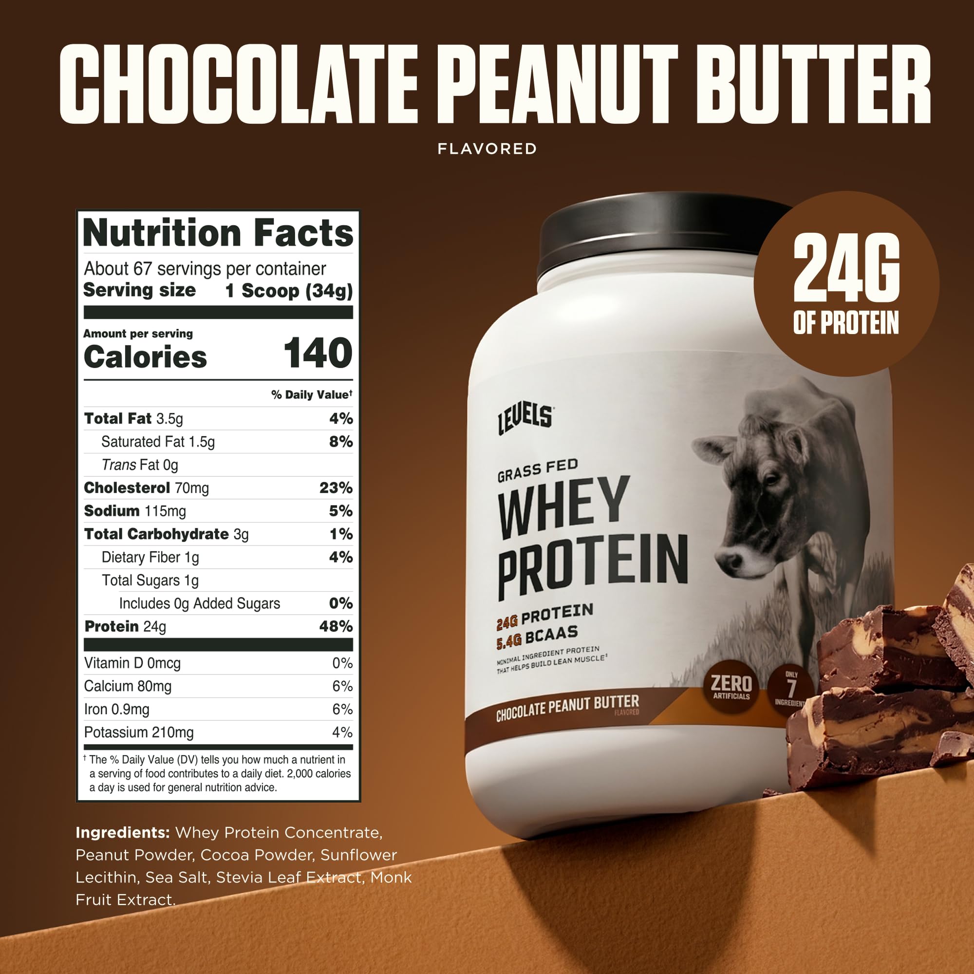 Levels Whey Protein Powder, No Artificials, Chocolate Peanut Butter, 5LB — Amazon image 3