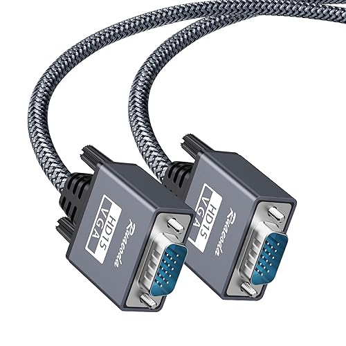 Cable VGA a VGA de 6 pies, nailon trenzado de 15 pines 1080P Full HD para monitor de computadora, cable macho a macho VGACord para PC, portátil,