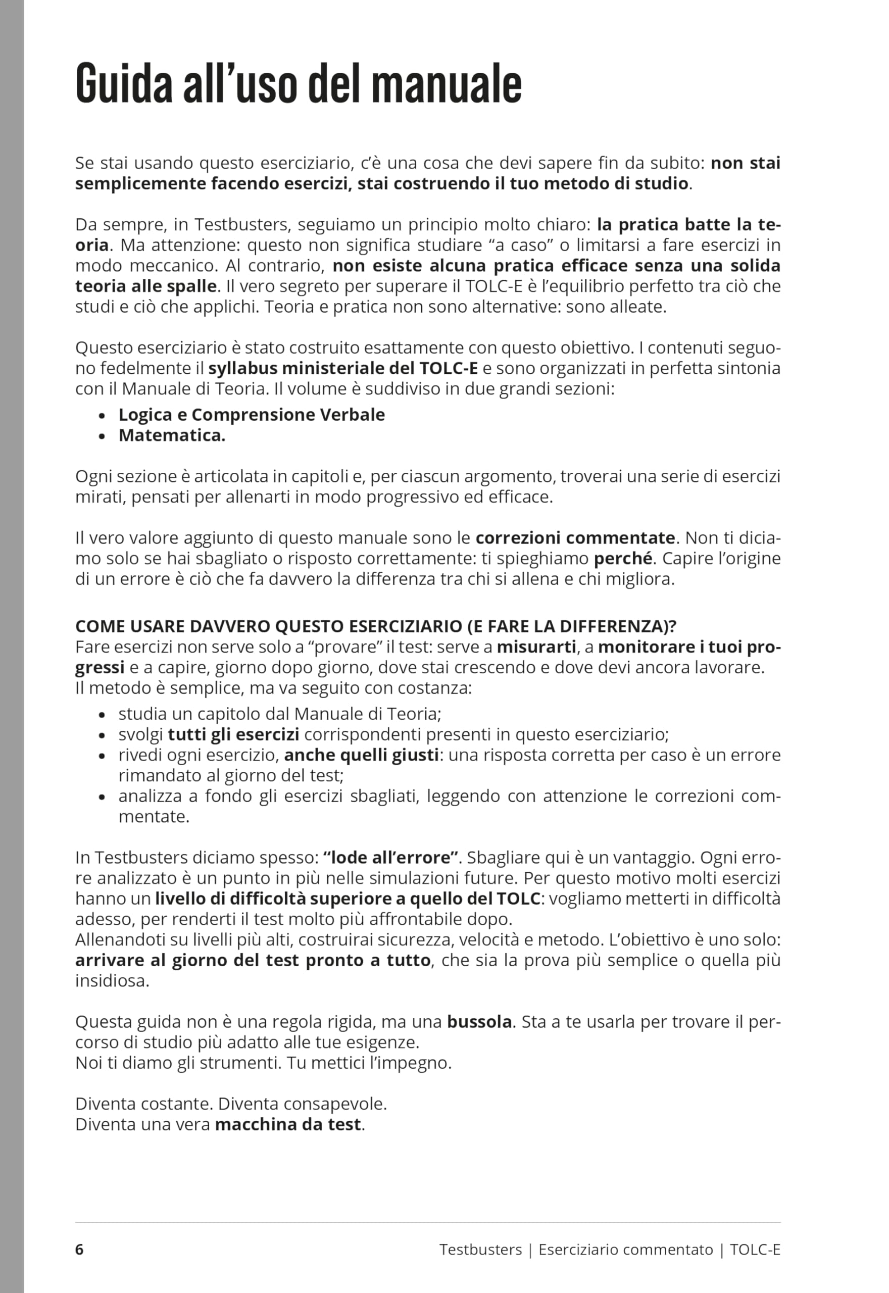 Testbusters TOLC-E. Eserciziario commentato